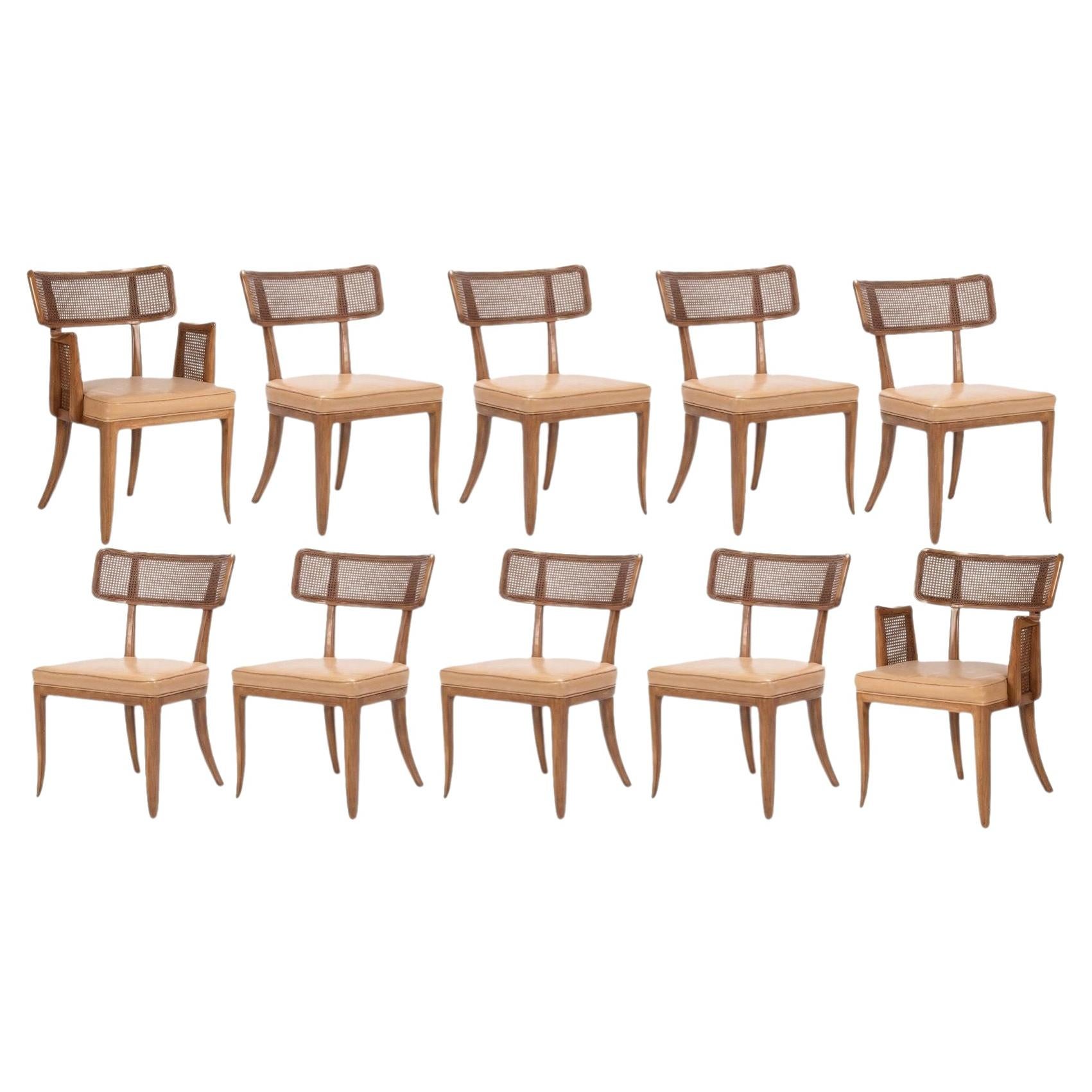 Set of Ten Edward Wormley for Dunbar Curved-Back Dining Chairs, 1948