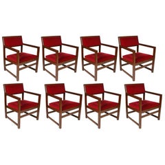Vintage Set of Eight Edward Wormley for Dunbar Dining Armchairs