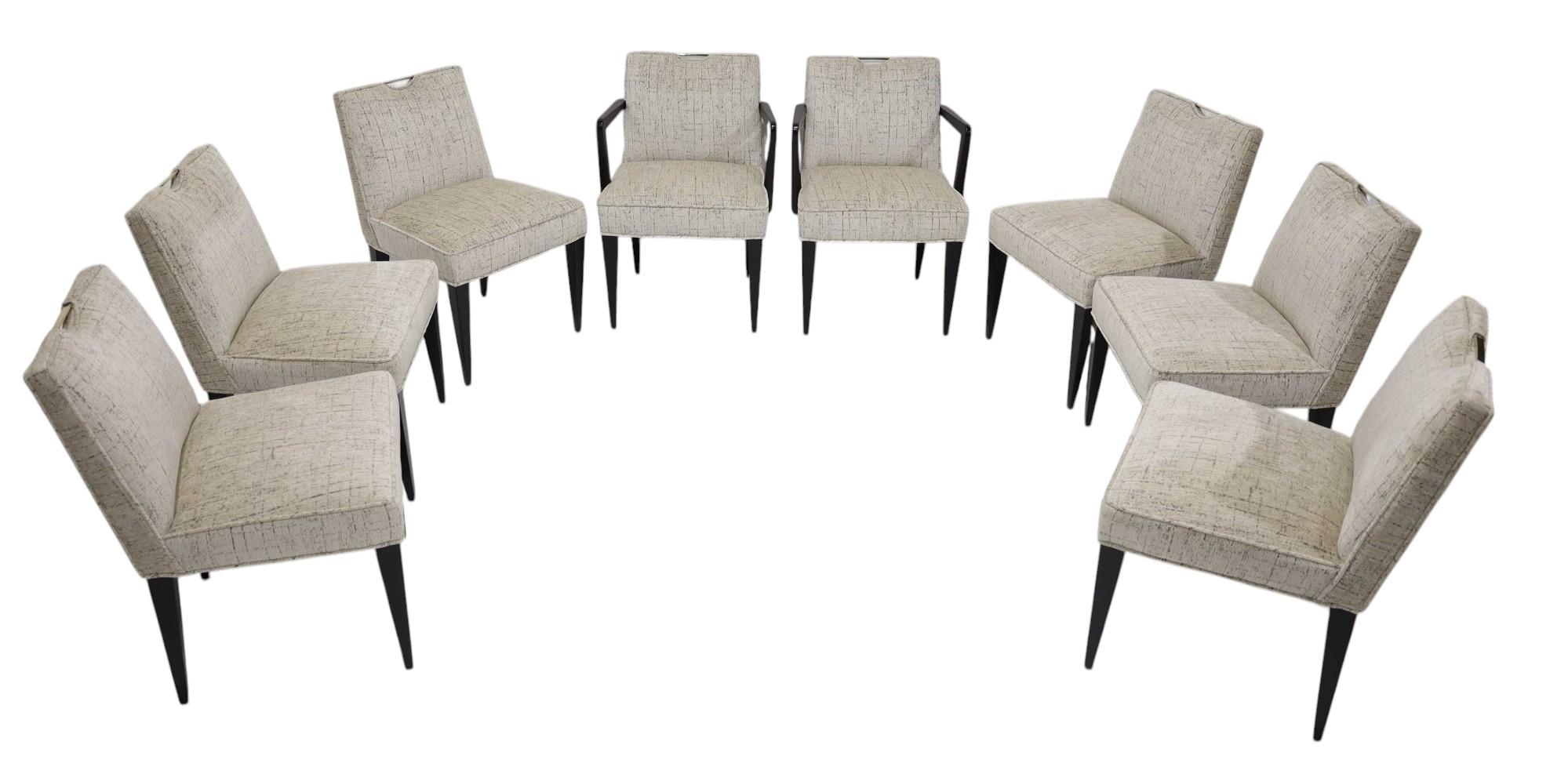 Mid-Century Modern Set of Eight Edward Wormley for Dunbar Dining Chairs in Linherr Hollingsworth For Sale