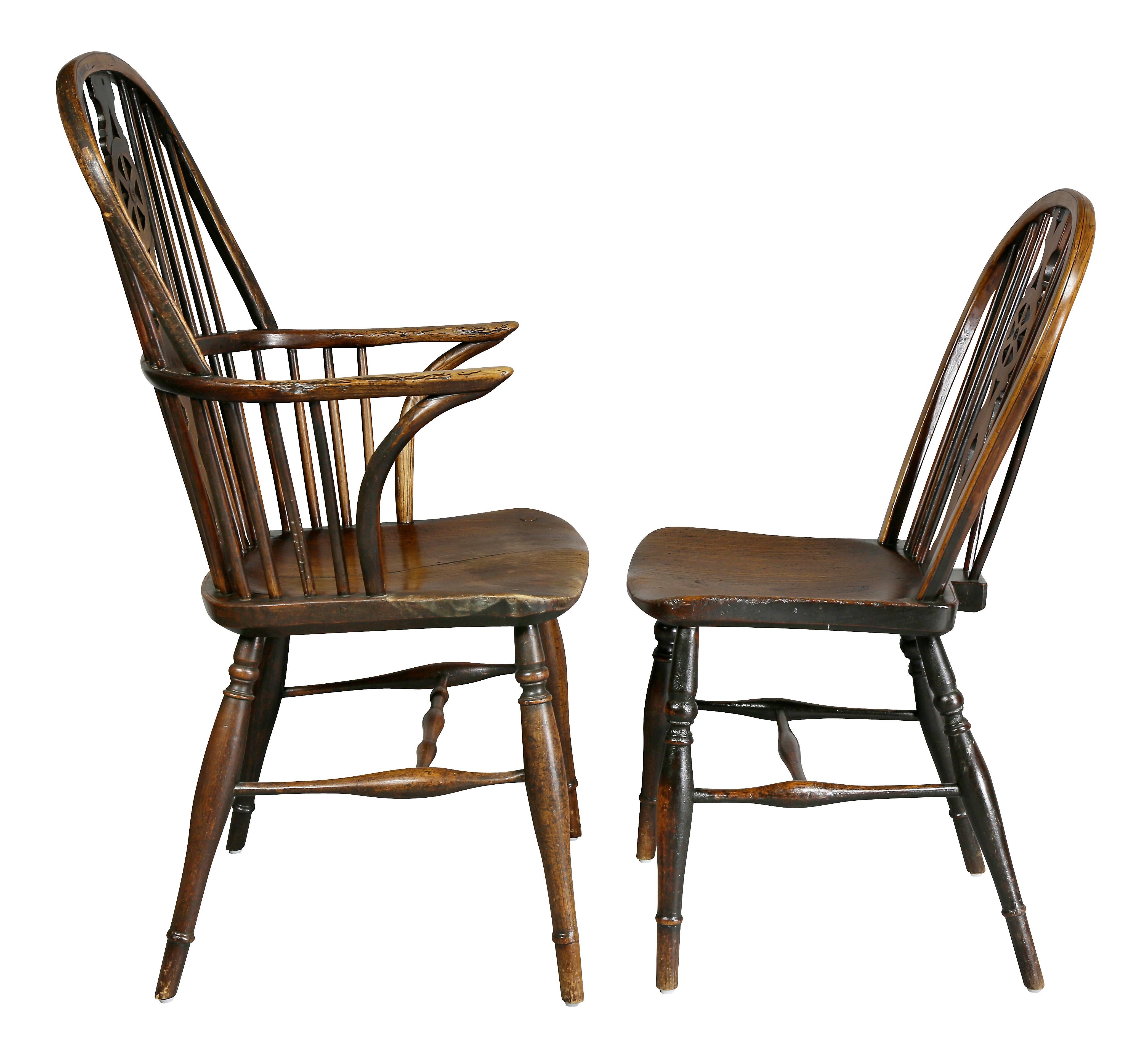 Set of Eight Elm And Oak Windsor Dining Chairs 3