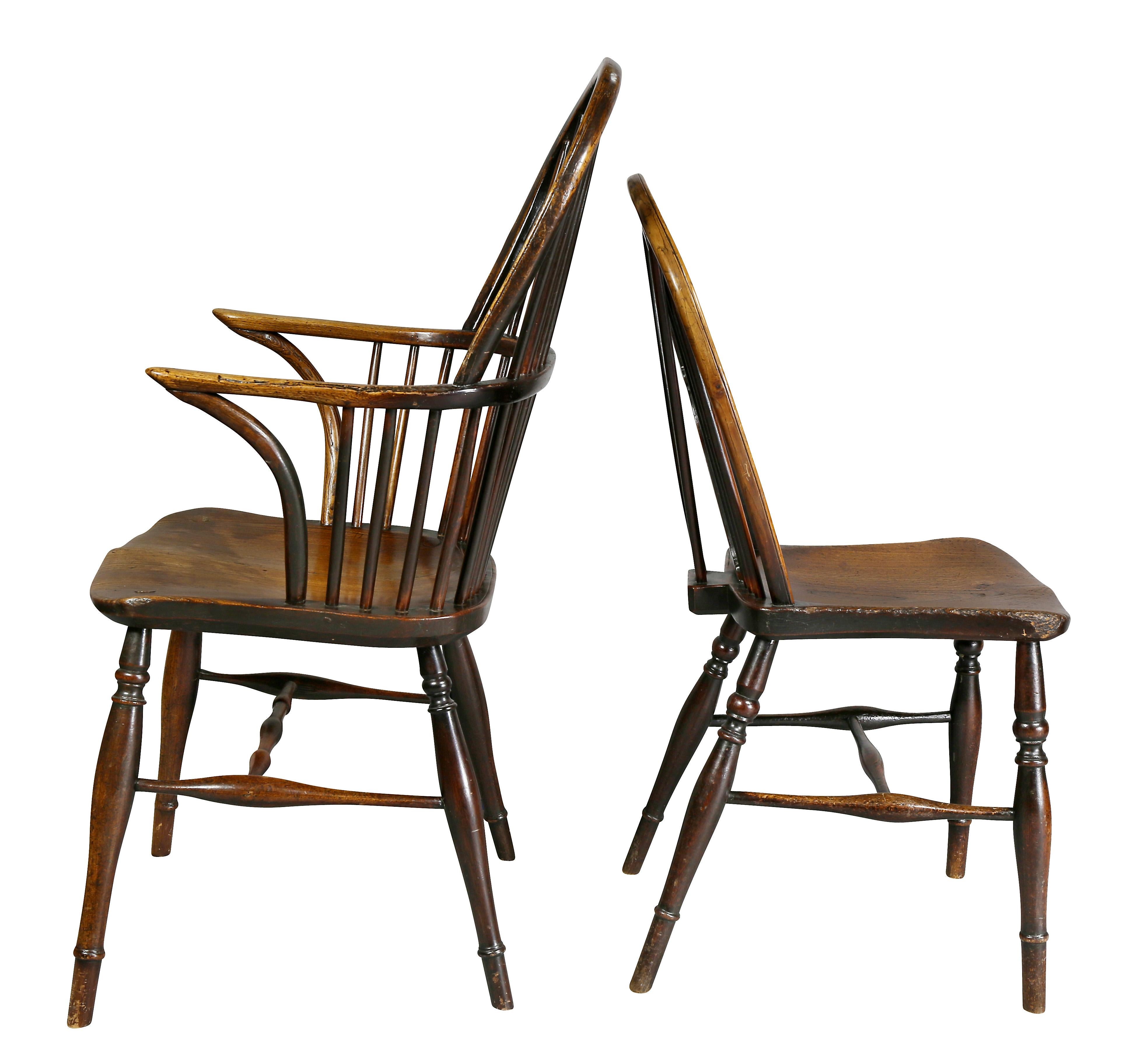 Set of Eight Elm And Oak Windsor Dining Chairs 4