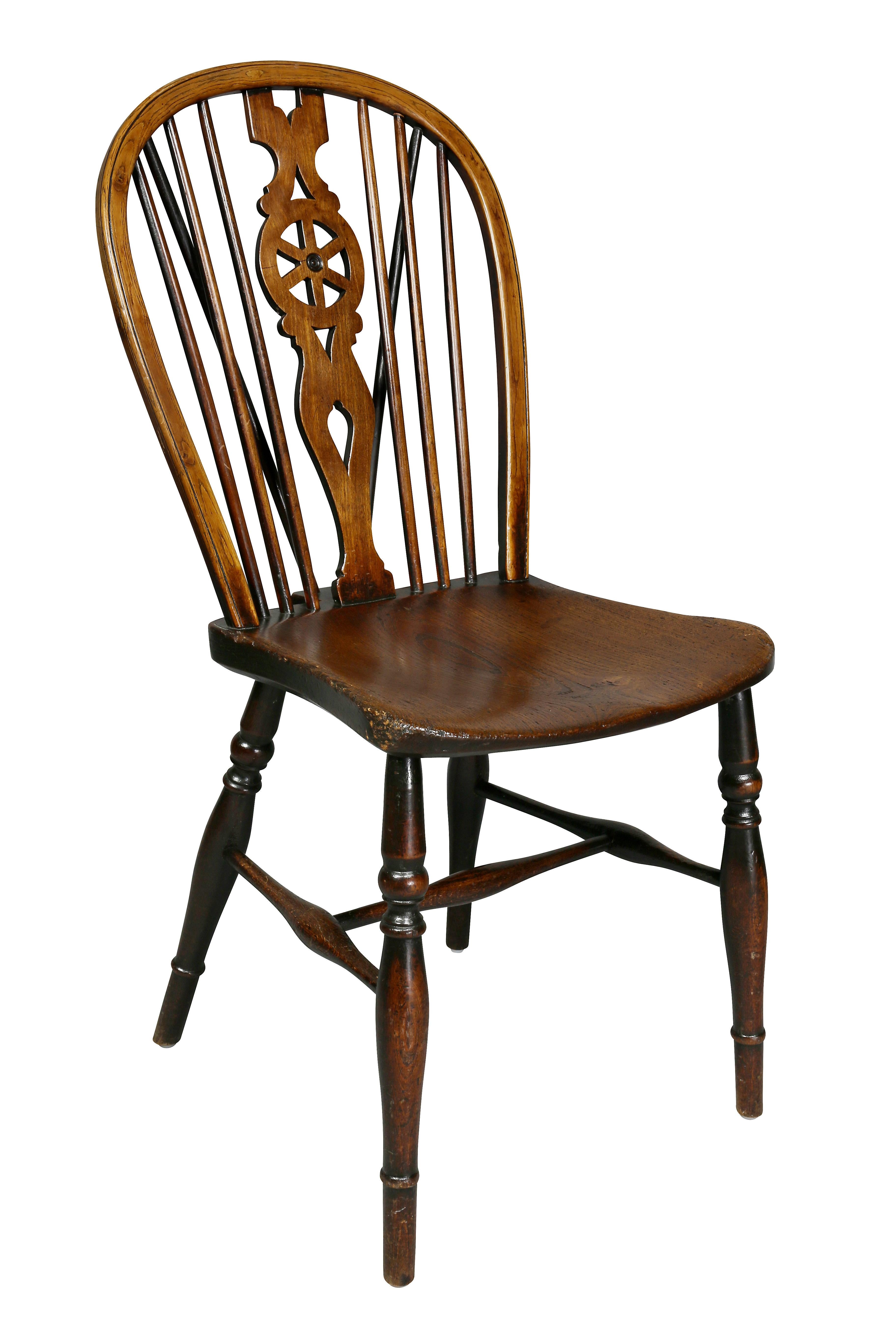 Regency Set of Eight Elm And Oak Windsor Dining Chairs