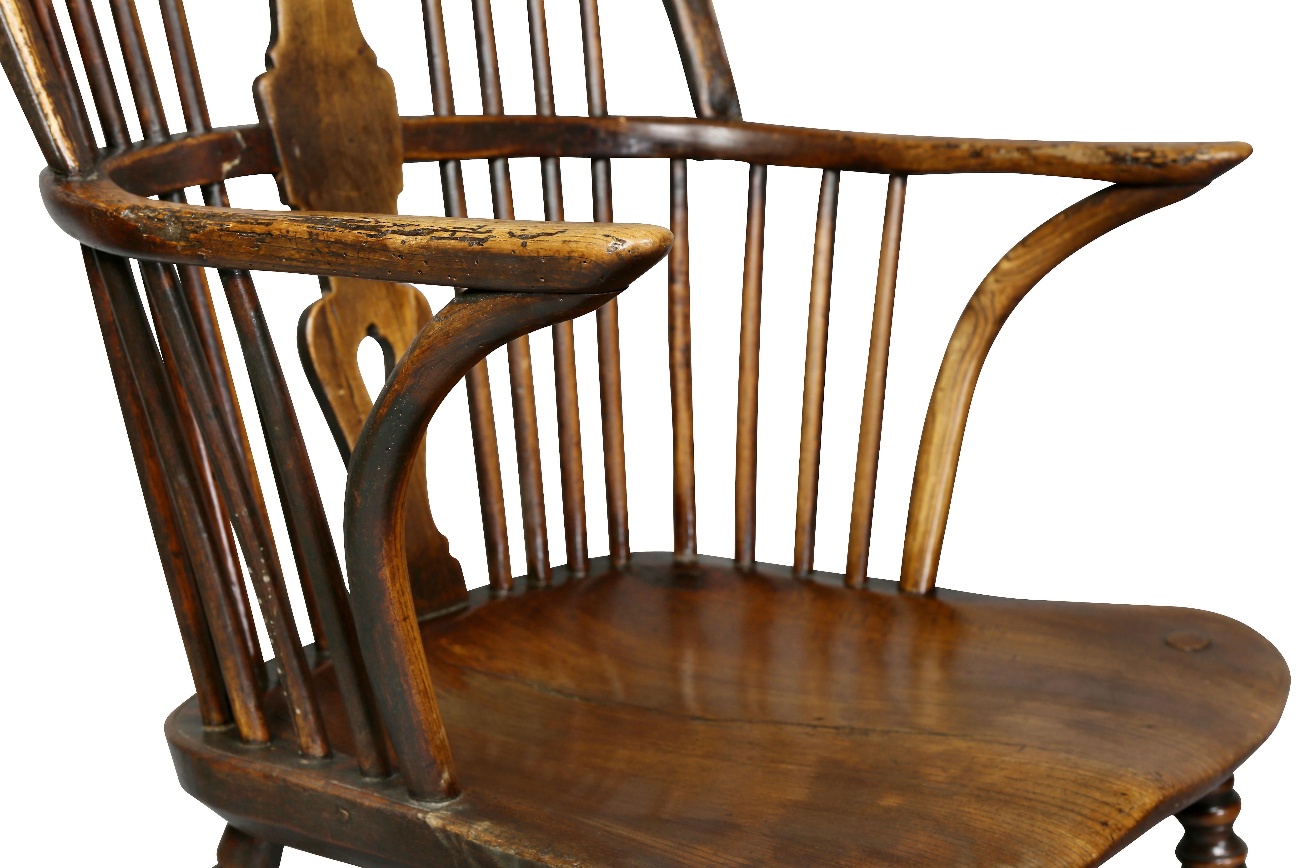 English Set of Eight Elm And Oak Windsor Dining Chairs