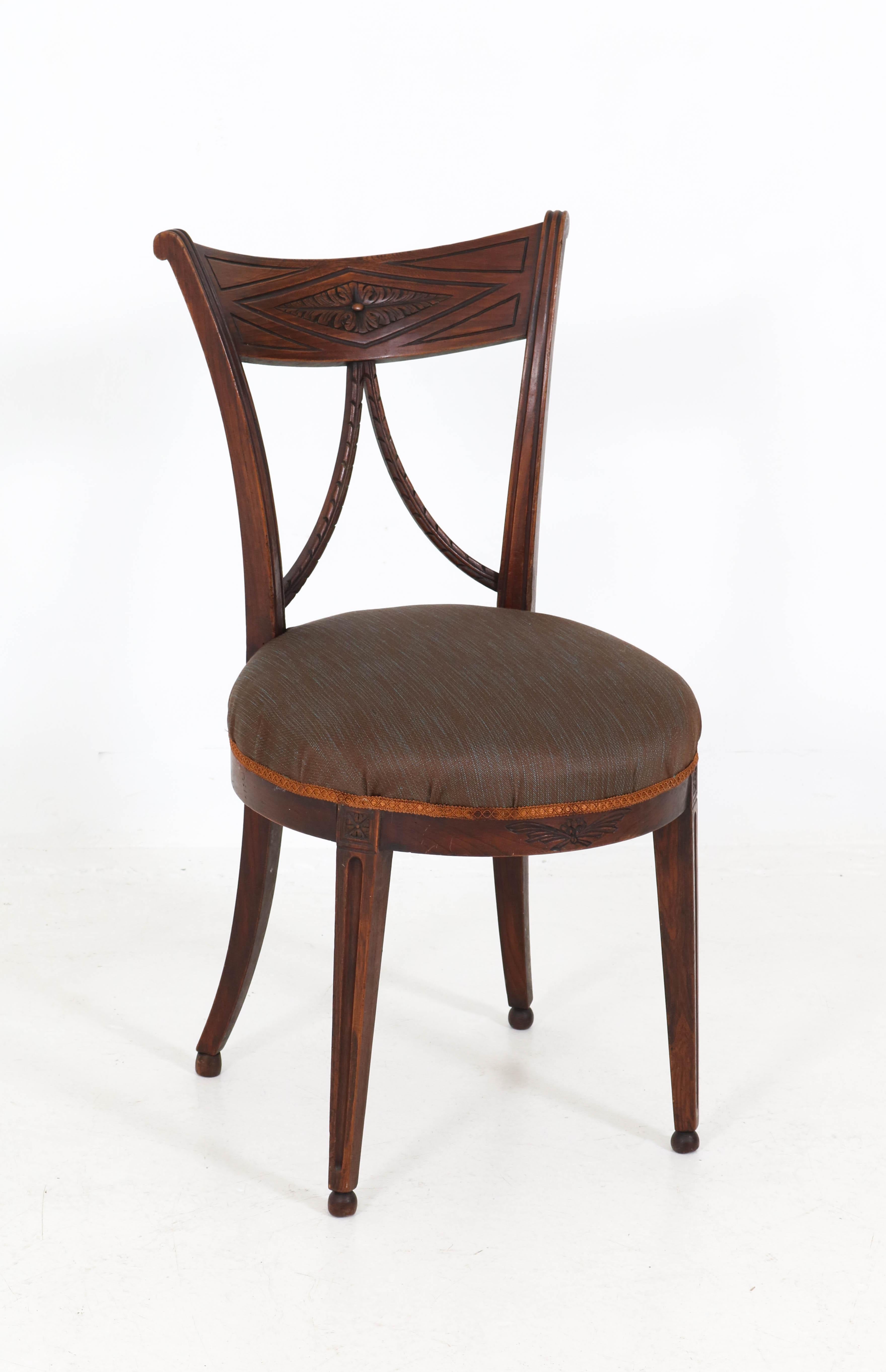 Set of Eight Elmwood Dutch Louis XVI Chairs, 18th Century 5