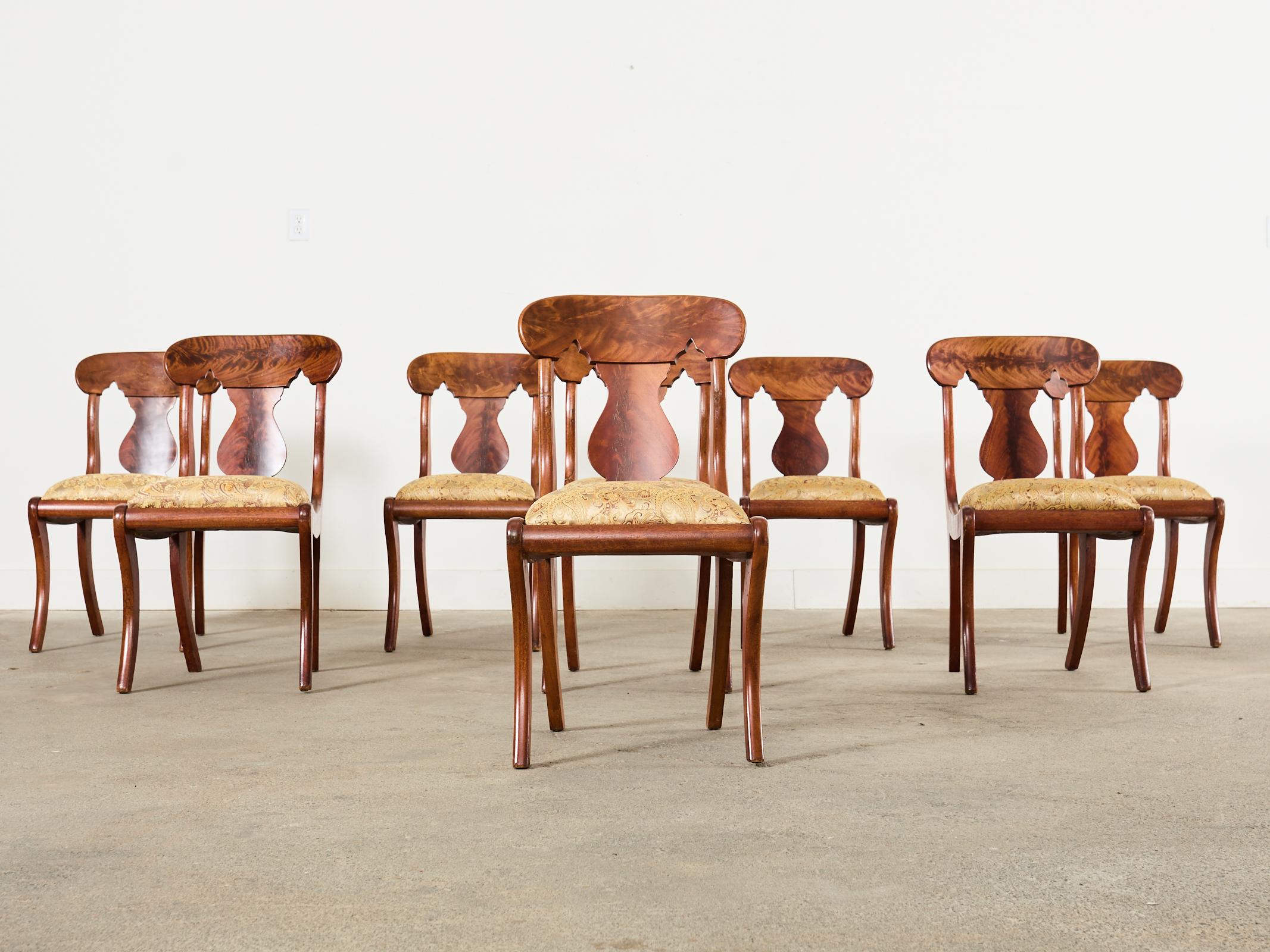 Set of Eight Empire Style Flame Mahogany Dining Chairs In Good Condition For Sale In Rio Vista, CA