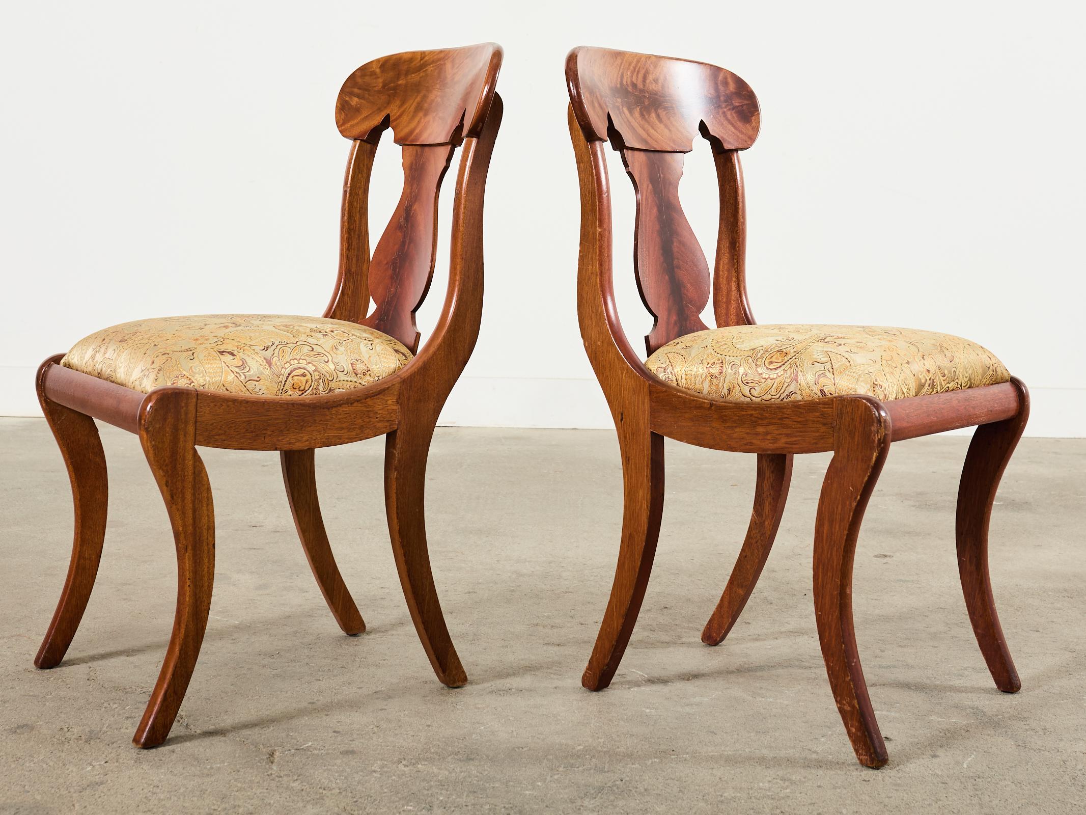 Set of Eight Empire Style Flame Mahogany Dining Chairs 3