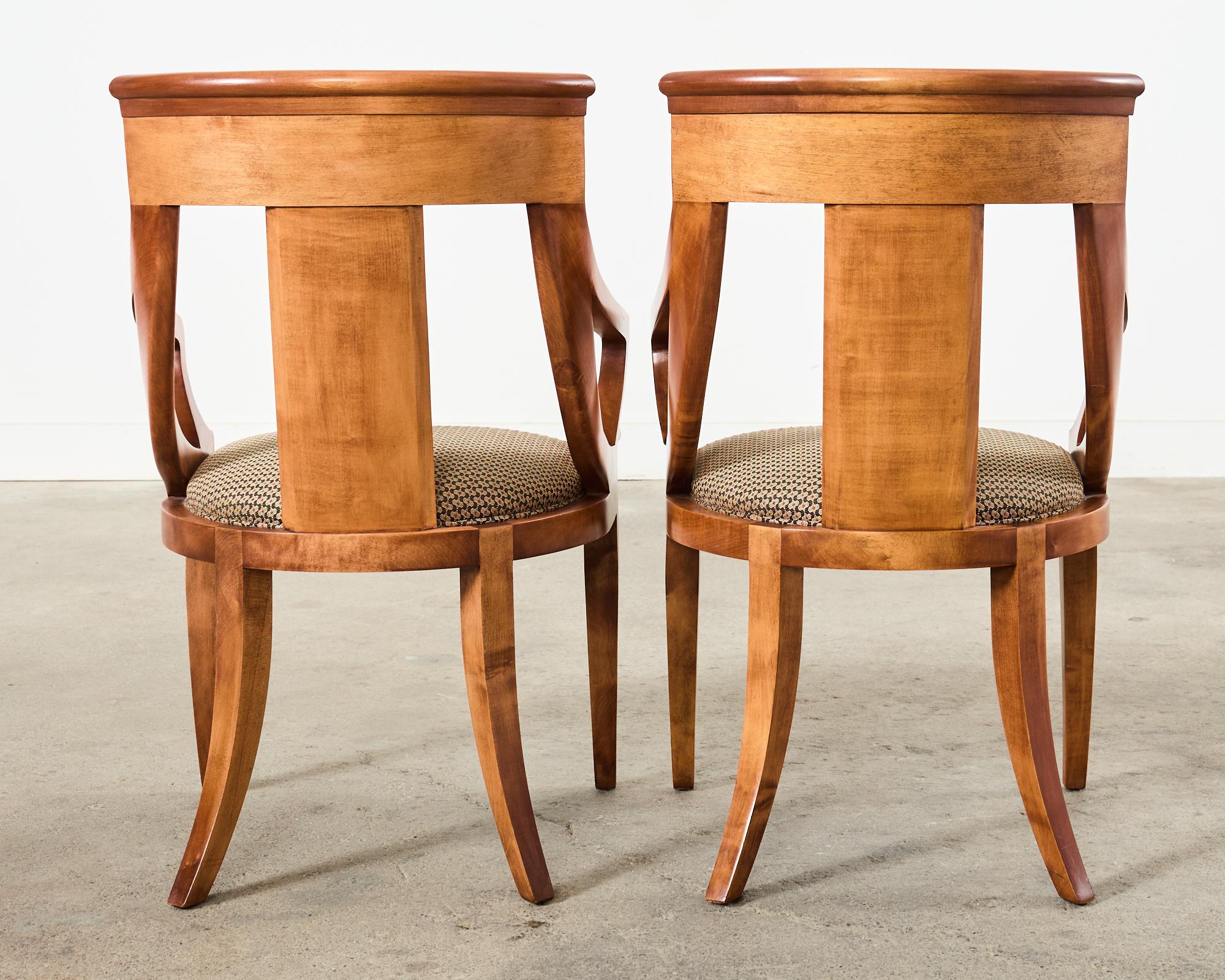 Set of Eight Empire Style Fruitwood Gondola Chairs by Baker  5