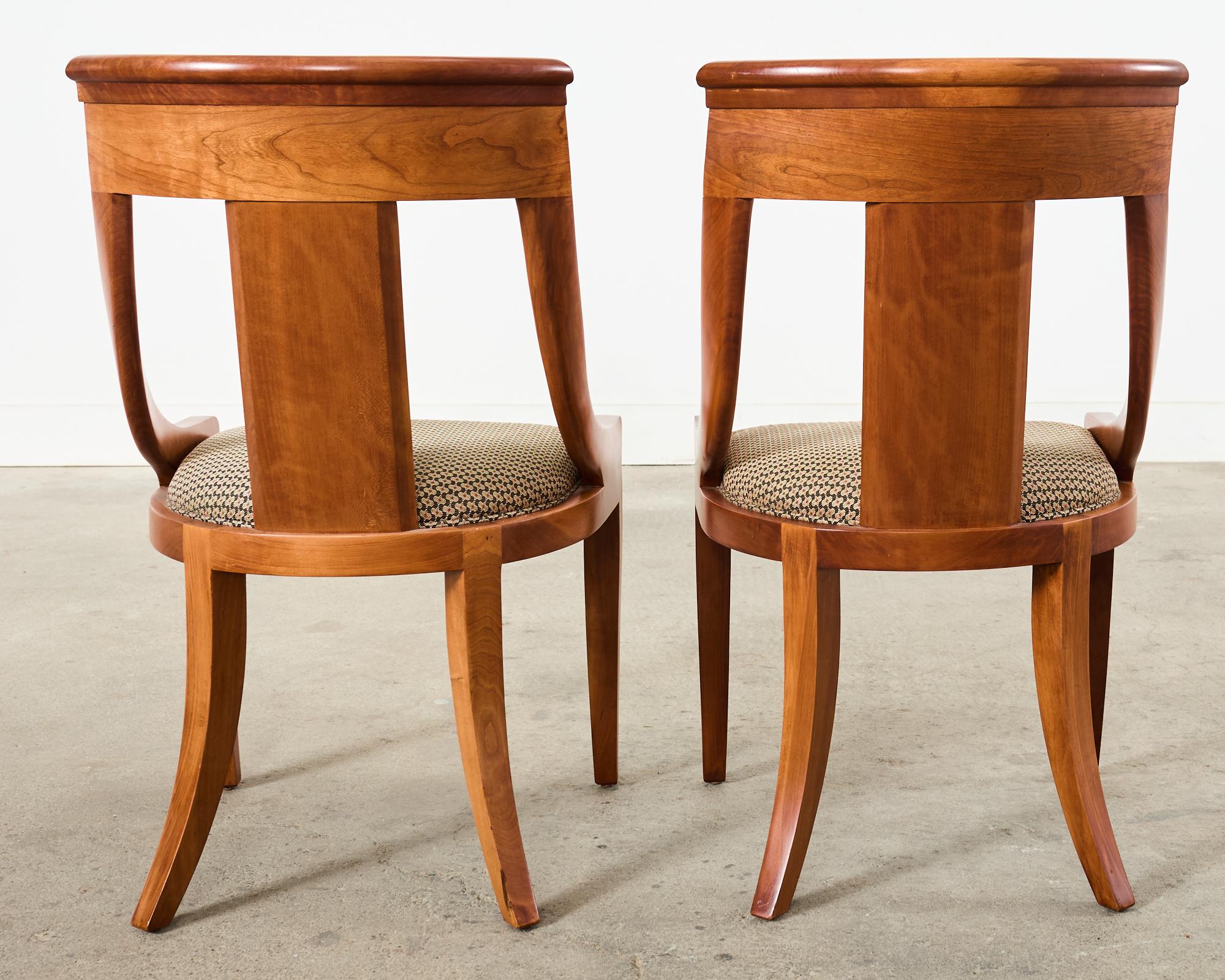 Set of Eight Empire Style Fruitwood Gondola Chairs by Baker  13