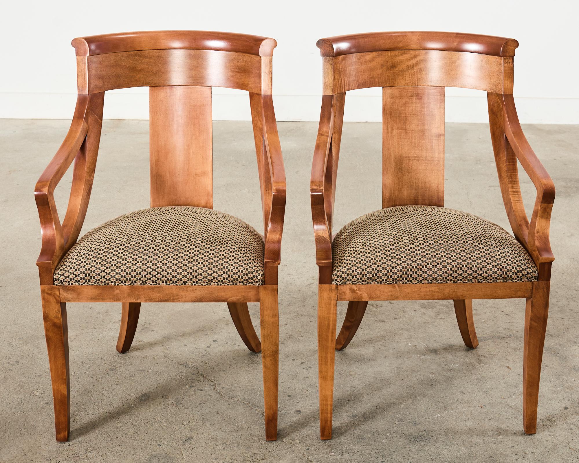20th Century Set of Eight Empire Style Fruitwood Gondola Chairs by Baker 