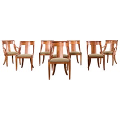 Set of Eight Empire Style Fruitwood Gondola Chairs by Baker