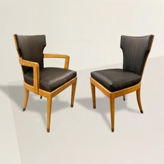 Satz von acht englischen Art-Déco-Esszimmerstühlen