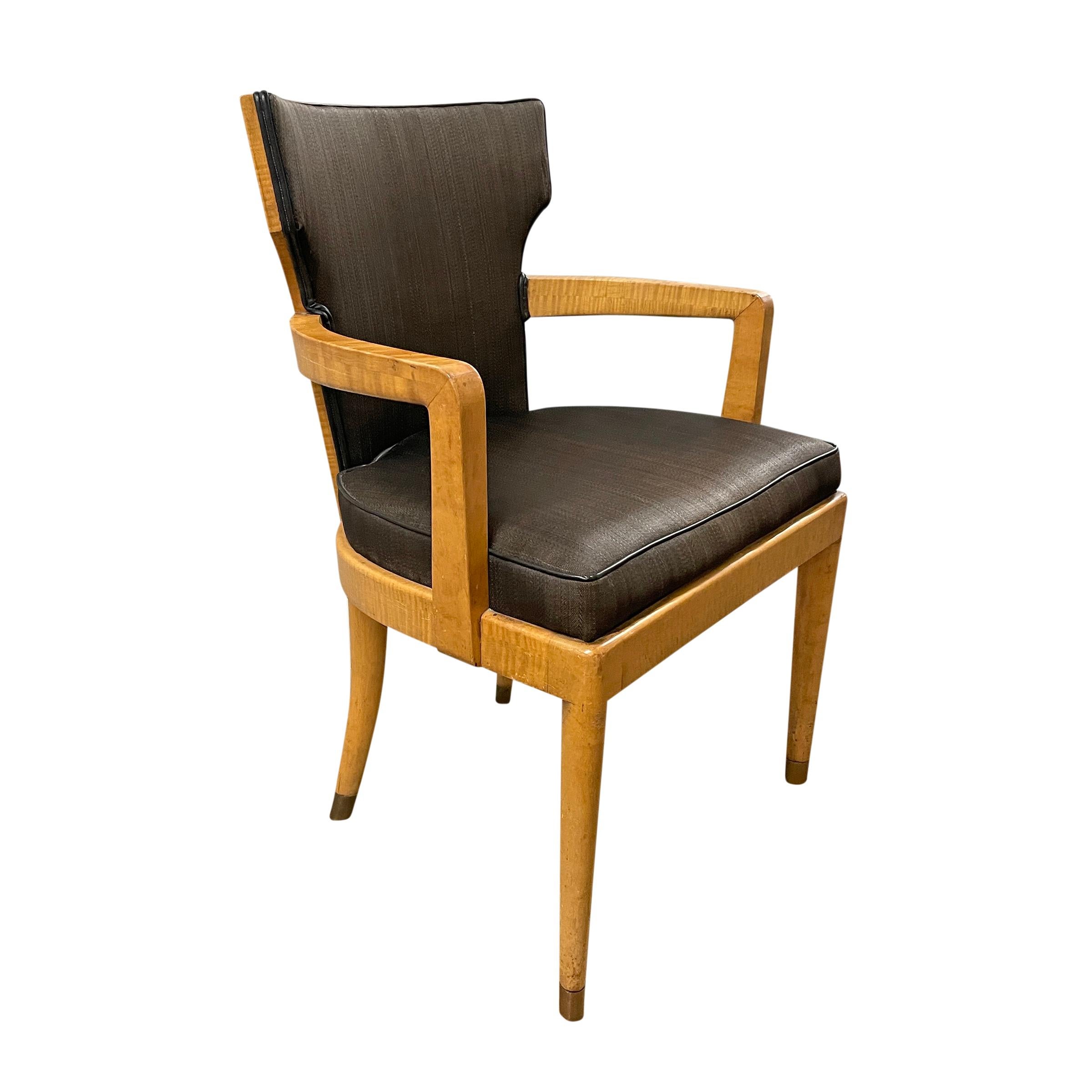 Sycamore Set of Eight English Art Deco Dining Chairs For Sale