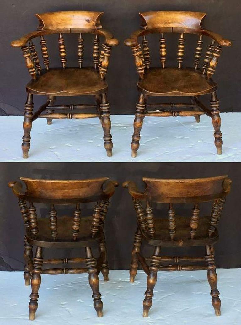 Wood Set of Eight English Bow Armchairs