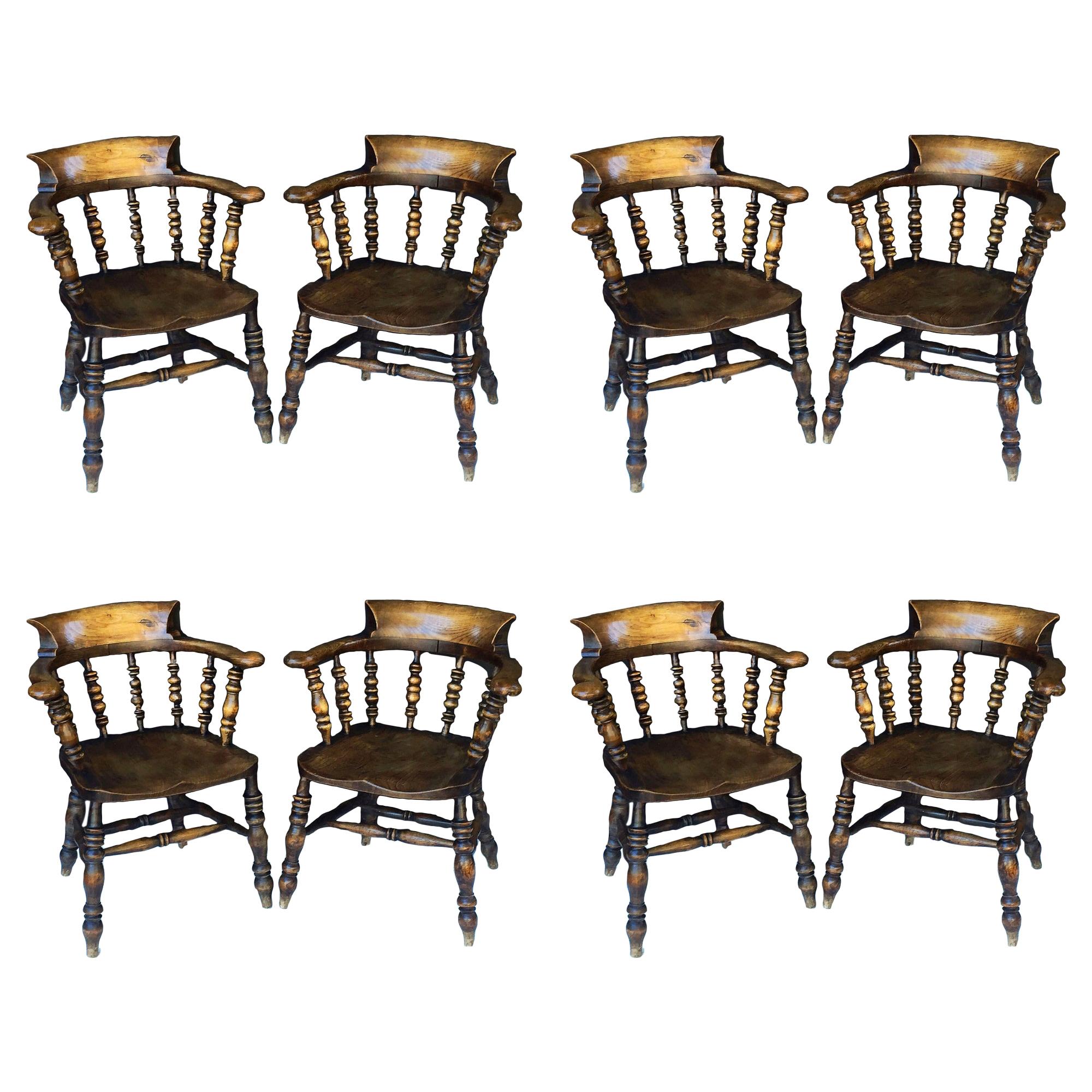 Set of Eight English Bow Armchairs