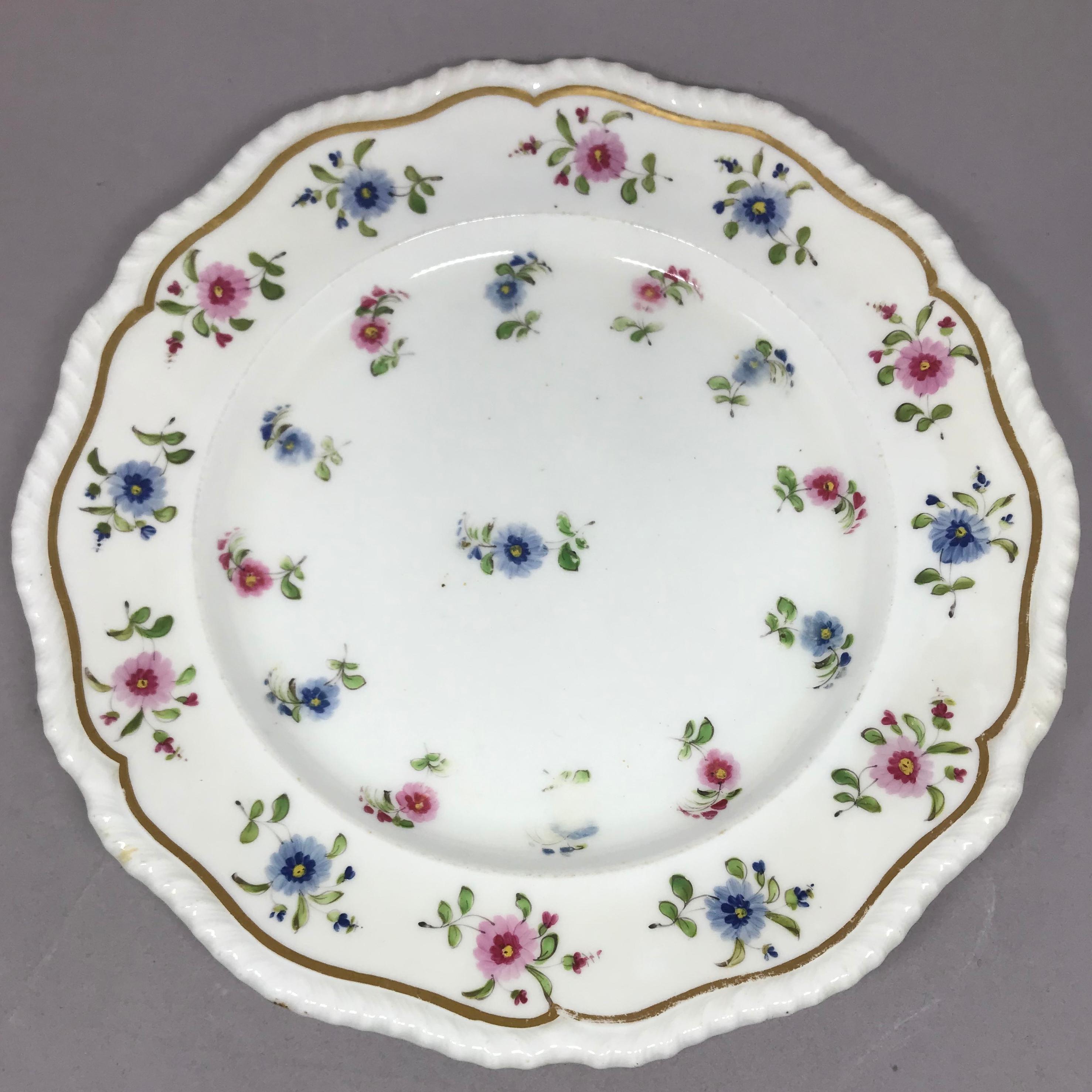 Set of Eight Blue and Pink Floral Plates For Sale 2