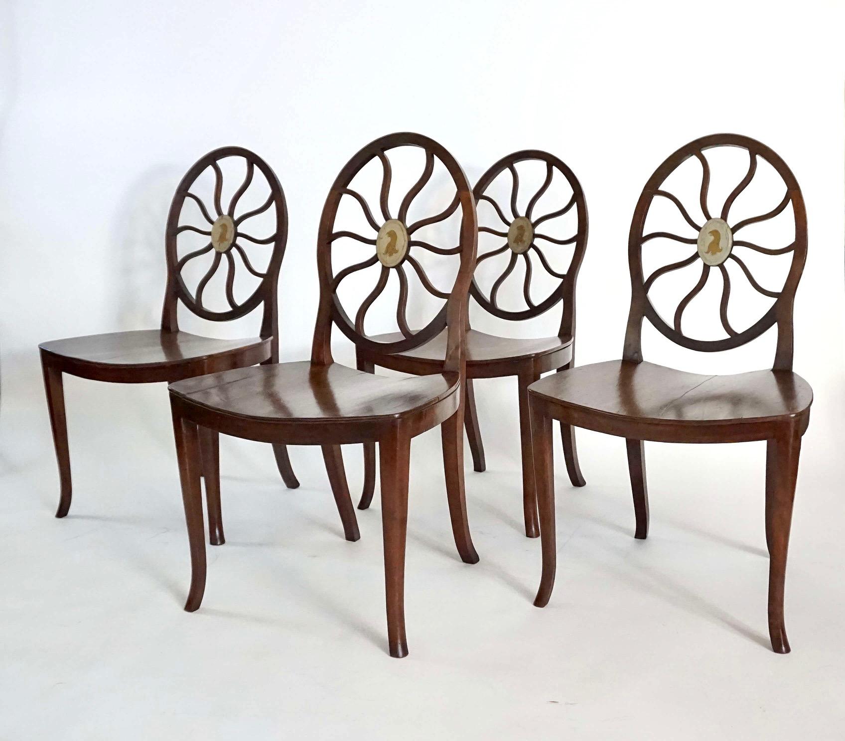 Set of Eight English George III Hepplewhite Hall or Dining Chairs, circa 1790 7