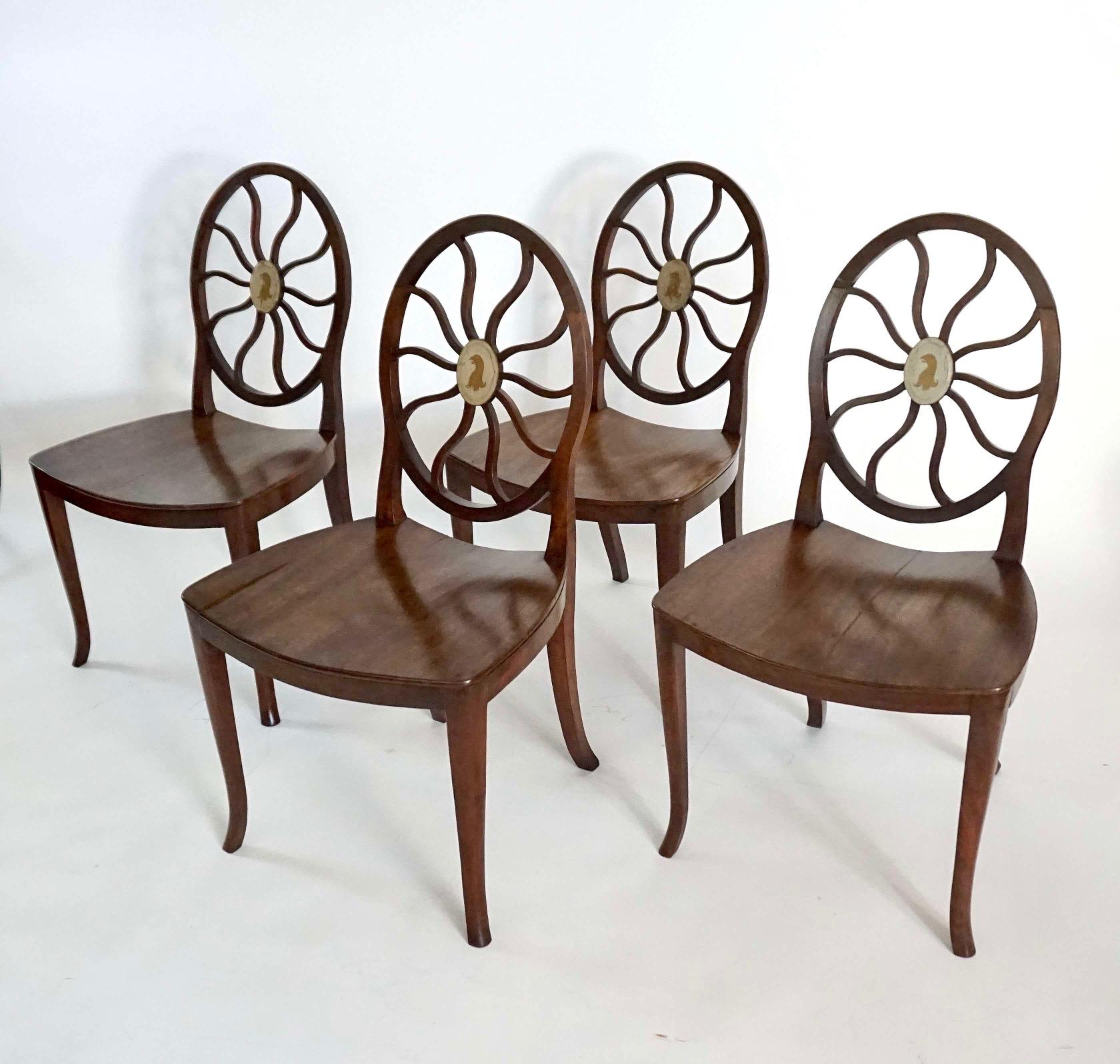 Set of Eight English George III Hepplewhite Hall or Dining Chairs, circa 1790 10