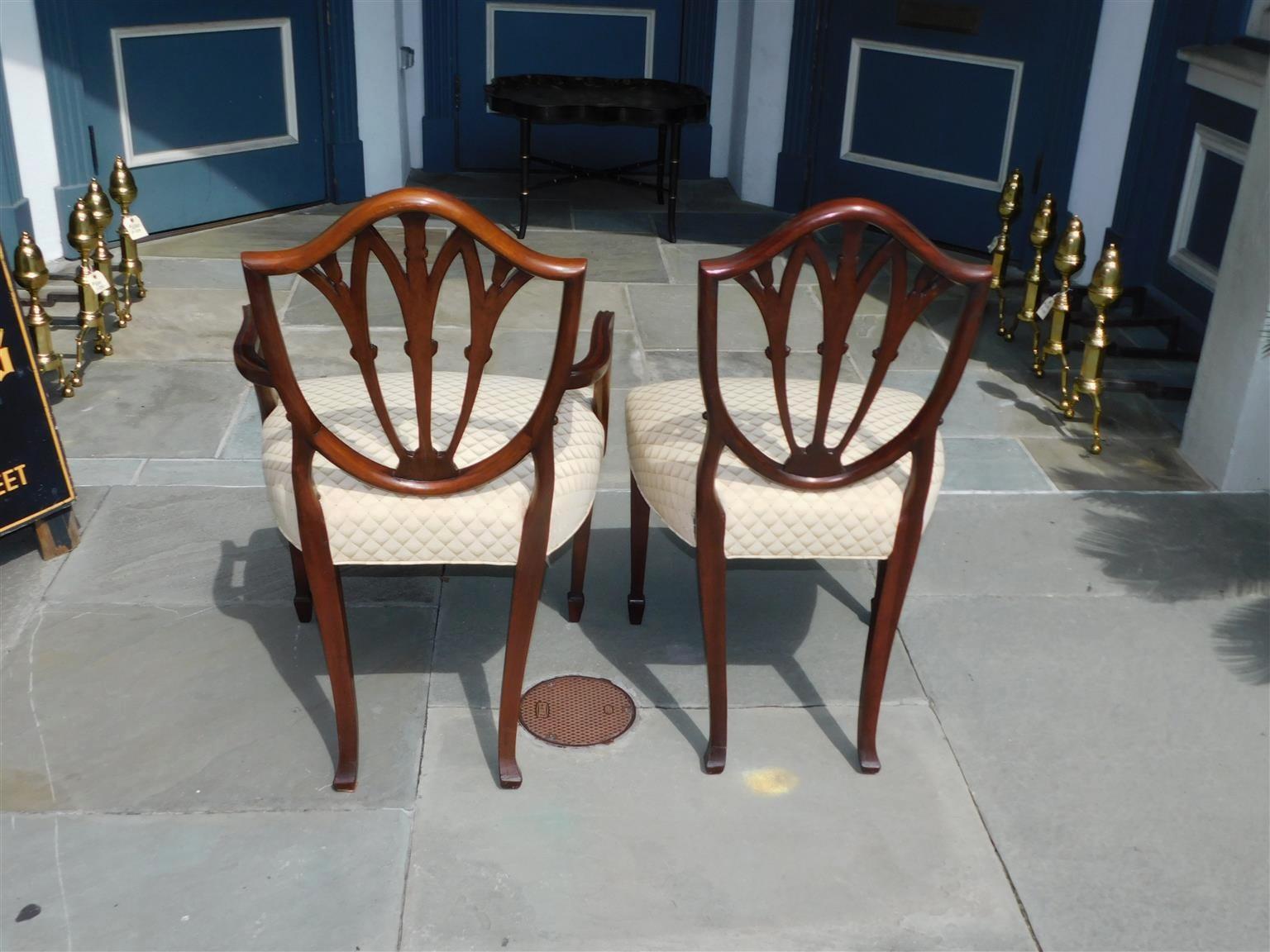 Set of Eight English Hepplewhite Mahogany Shield Back Dining Room Chairs C. 1840 1