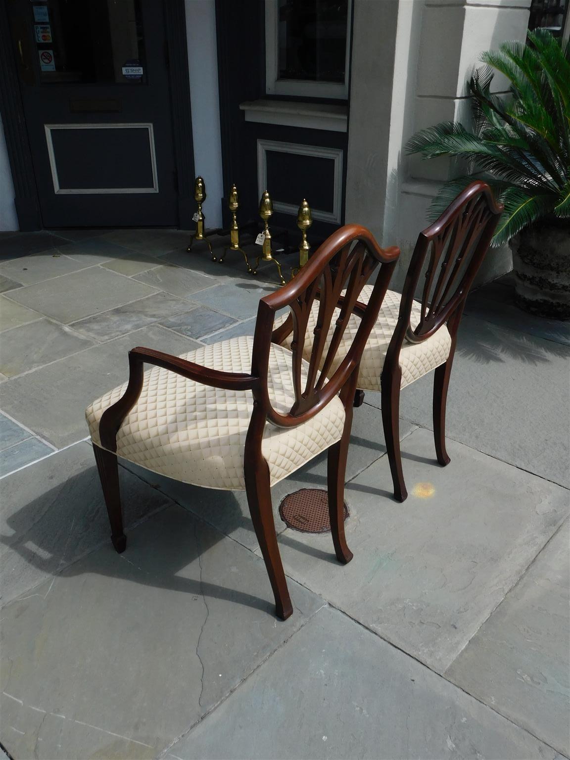 Set of Eight English Hepplewhite Mahogany Shield Back Dining Room Chairs C. 1840 2