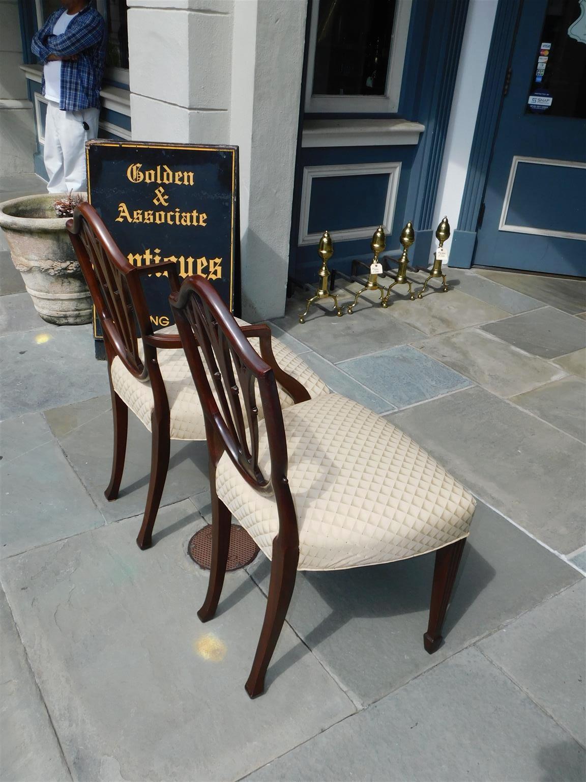 Set of Eight English Hepplewhite Mahogany Shield Back Dining Room Chairs C. 1840 3