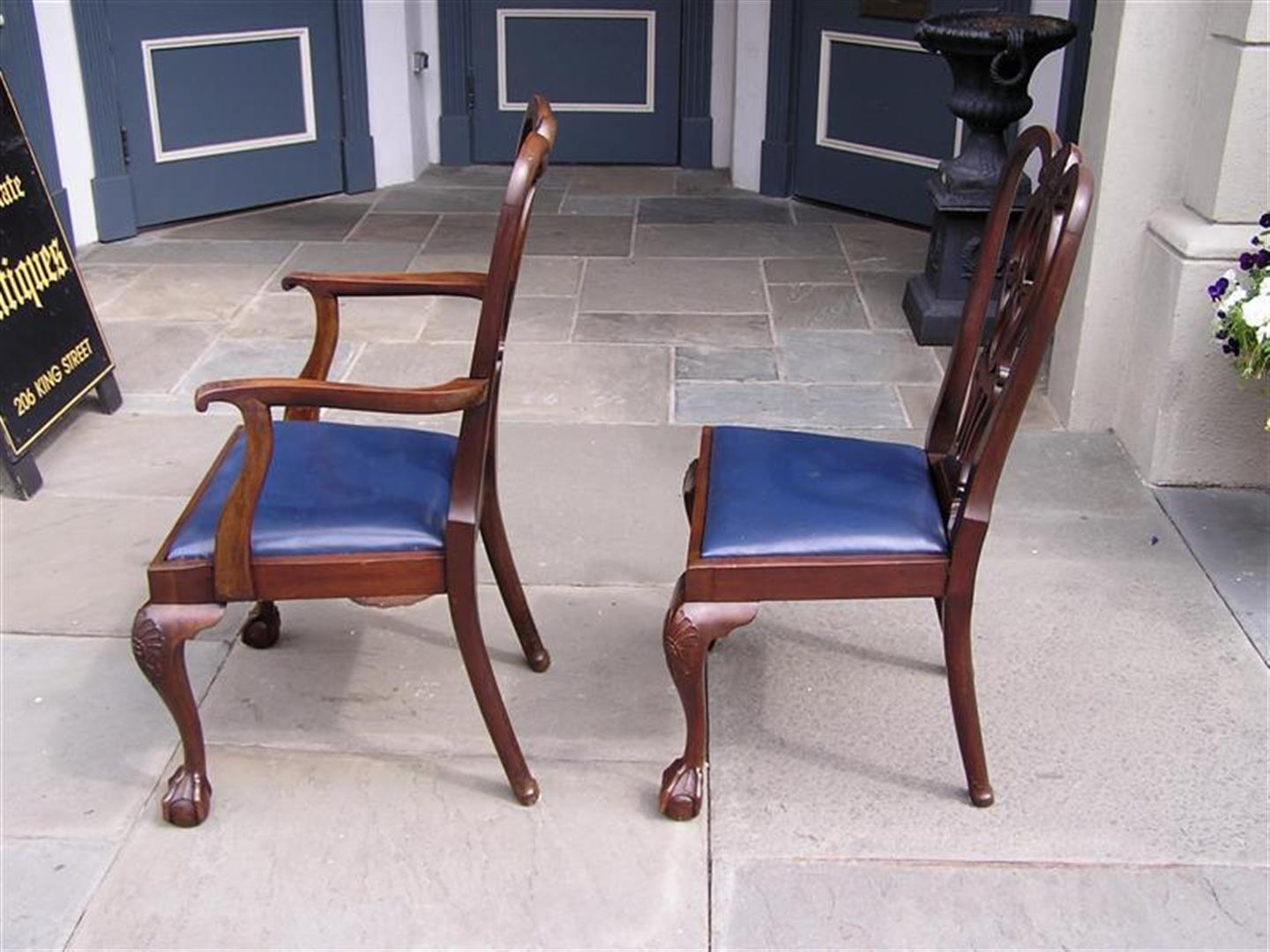 Set of Eight English Mahogany Dining Room Chairs with Leather Seats, Circa 1850 For Sale 2