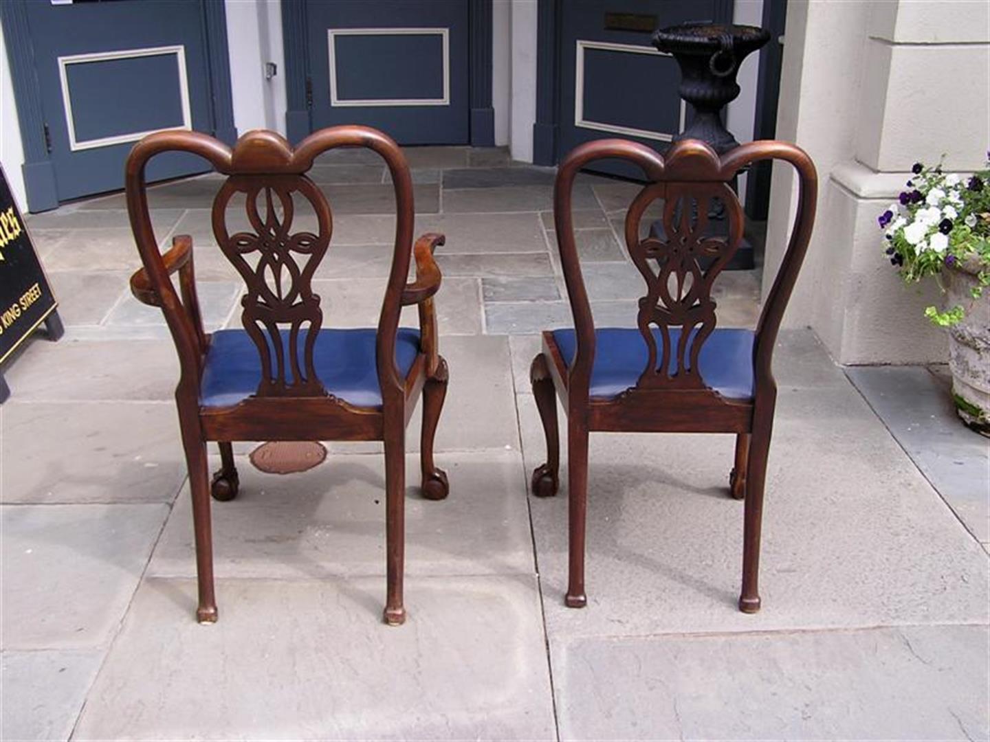 Set of Eight English Mahogany Dining Room Chairs with Leather Seats, Circa 1850 For Sale 3