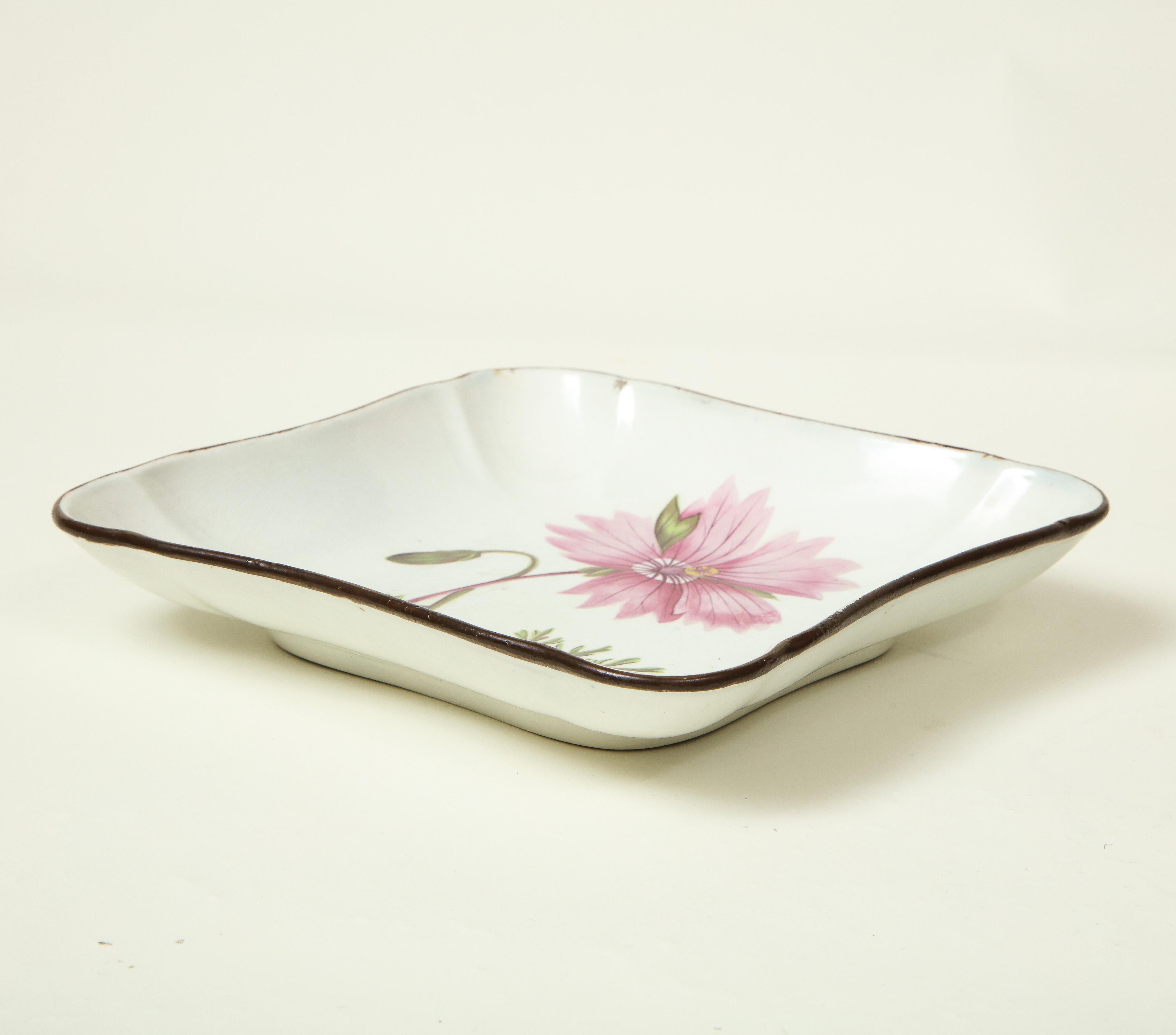 19th Century Set of Eight English Pearlware Botanical Square Dishes For Sale