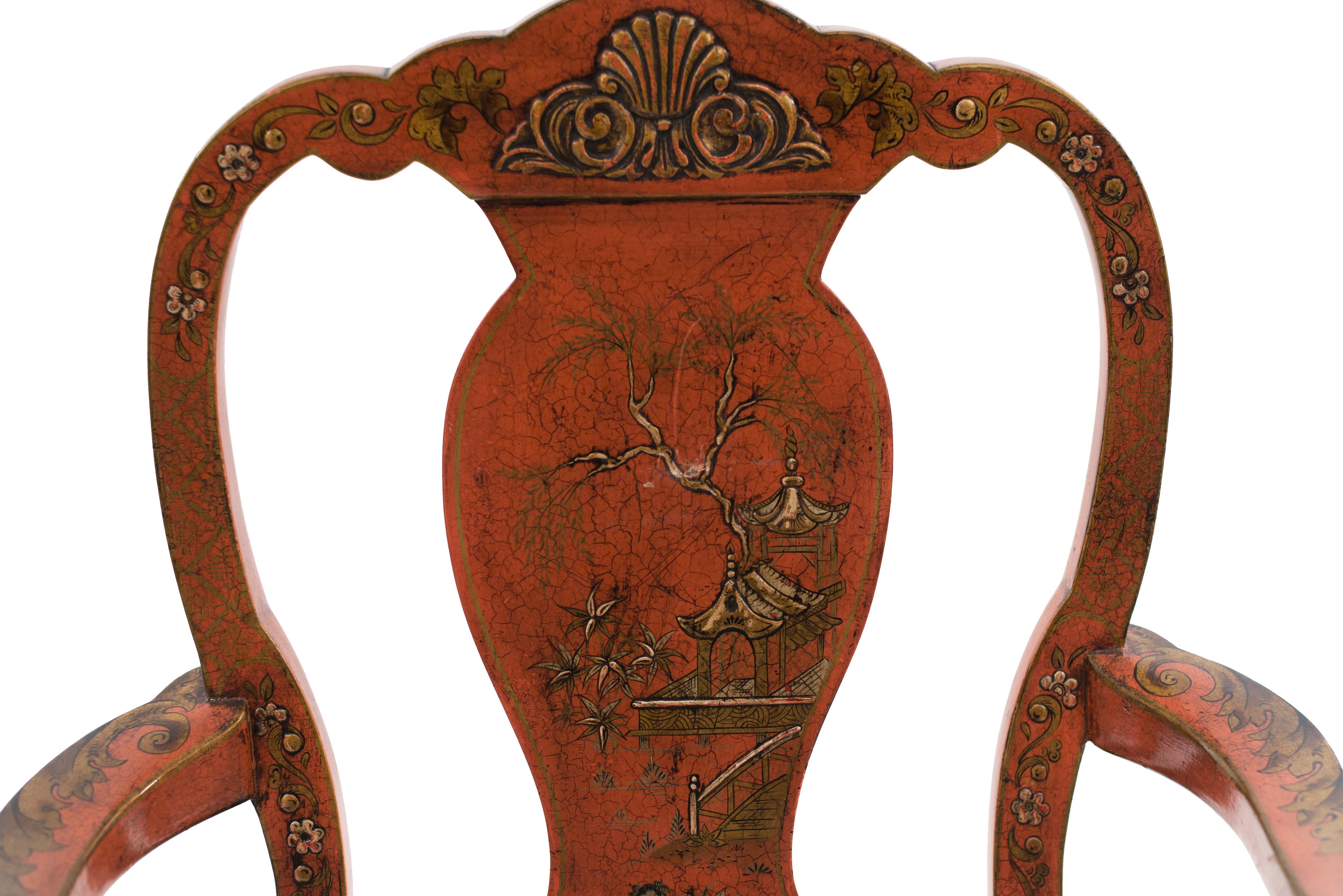 Set of 8 English Chinoiserie Dining Chairs For Sale 3