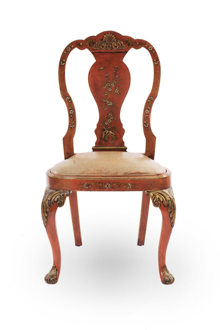 Lacquered Set of 8 English Chinoiserie Dining Chairs For Sale