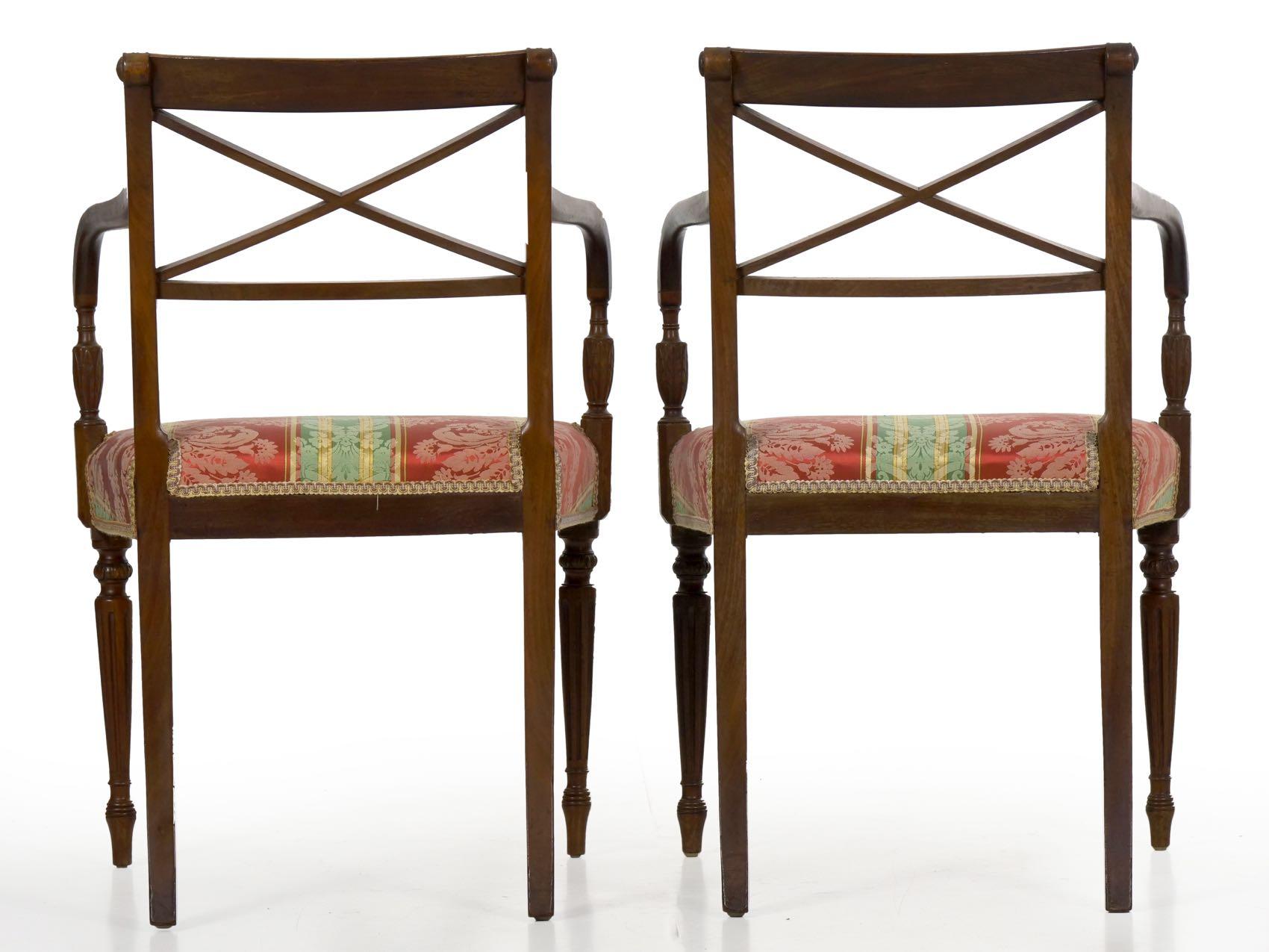 19th Century Set of Eight English Regency Carved Mahogany Antique Dining Chairs, circa 1810