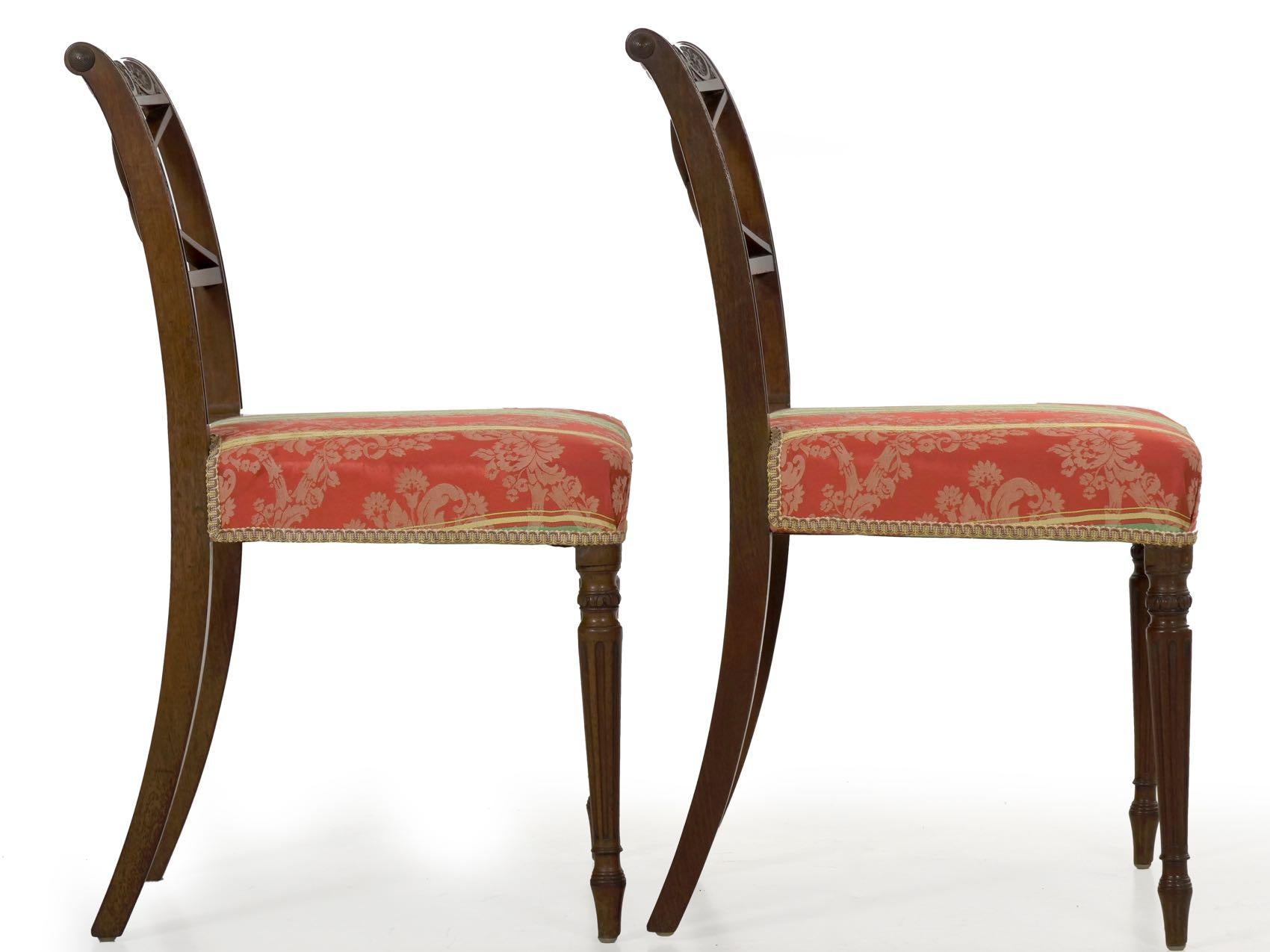 Set of Eight English Regency Carved Mahogany Antique Dining Chairs, circa 1810 5