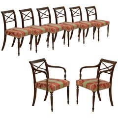 Set of Eight English Regency Carved Mahogany Antique Dining Chairs, circa 1810
