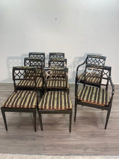 Set of Eight English Regency Ebonized Dining Chairs