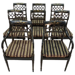 Antique Set of Eight English Regency Ebonized Dining Chairs