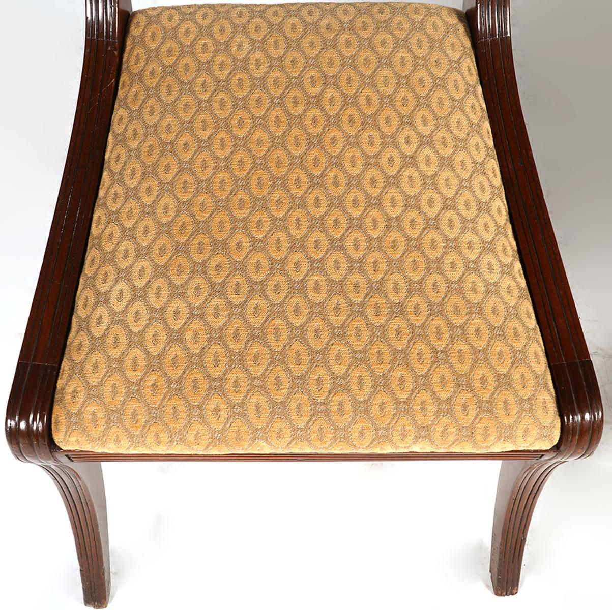 Fabric Set of Eight English Regency Klismos Style Mahogany Dining Chairs, circa 1830