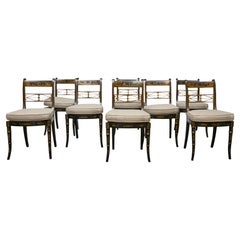 Juego de ocho sillas de comedor inglesas de Chinoiserie del Renacimiento de la Regencia, 1880-1920