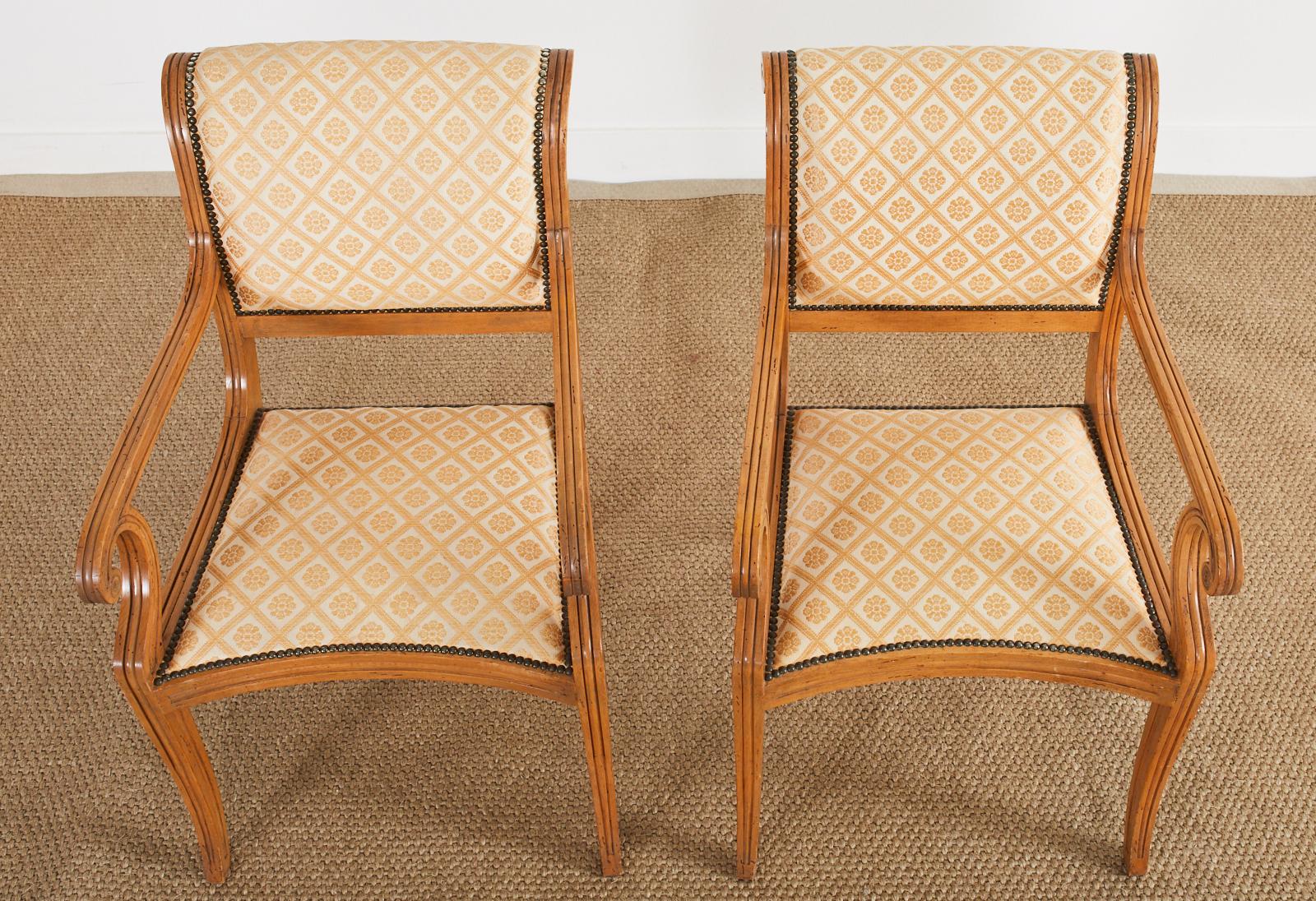 Set of Eight English Regency Style Dining Armchairs In Good Condition For Sale In Rio Vista, CA