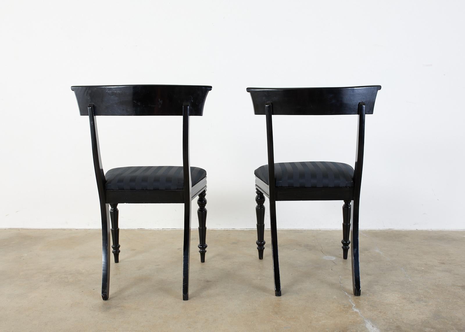 Set of Eight English Regency Style Ebonized Dining Chairs 13