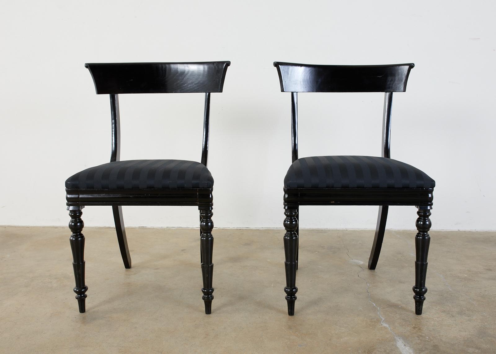 Set of Eight English Regency Style Ebonized Dining Chairs 1