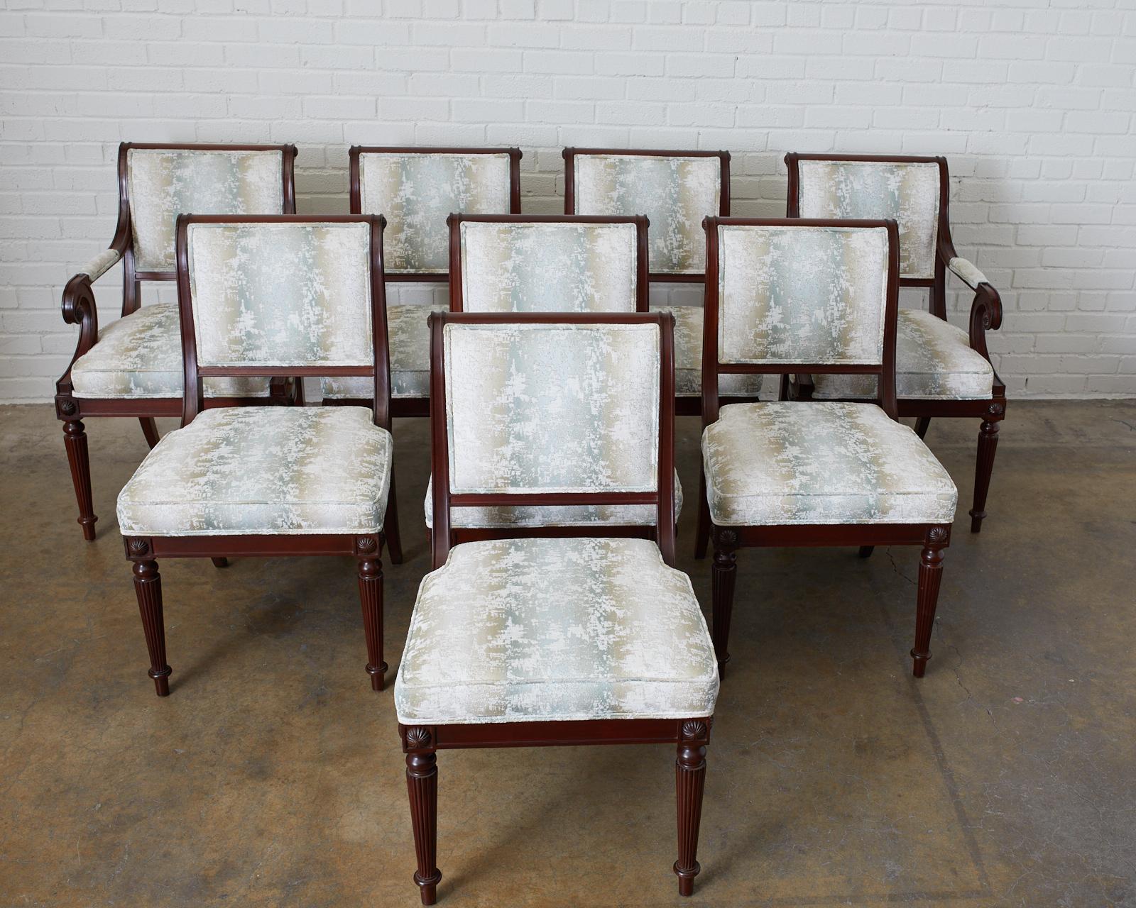Hand-Crafted Set of Eight English Regency Style Mahogany Dining Chairs