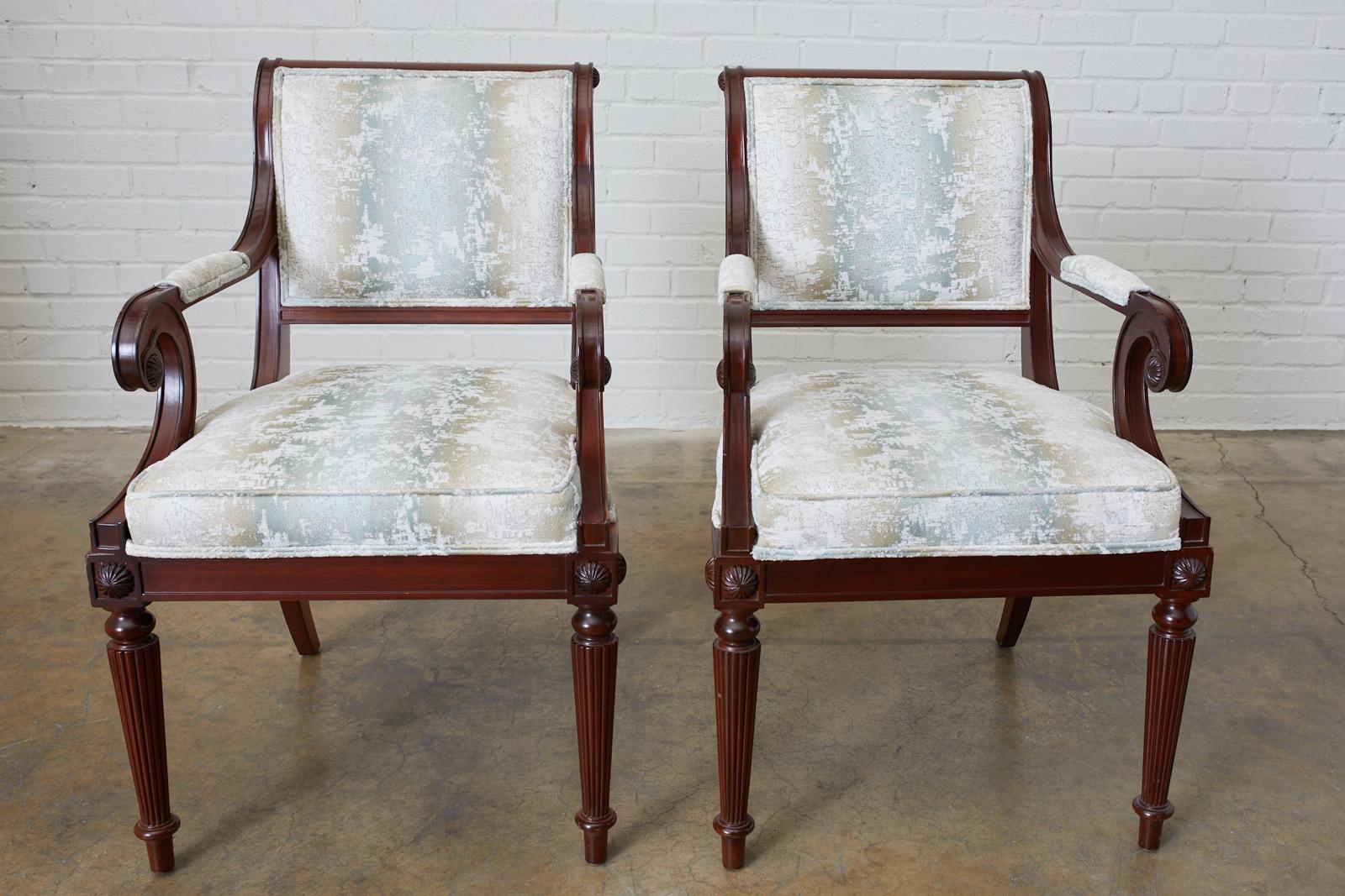Set of Eight English Regency Style Mahogany Dining Chairs In Good Condition In Rio Vista, CA
