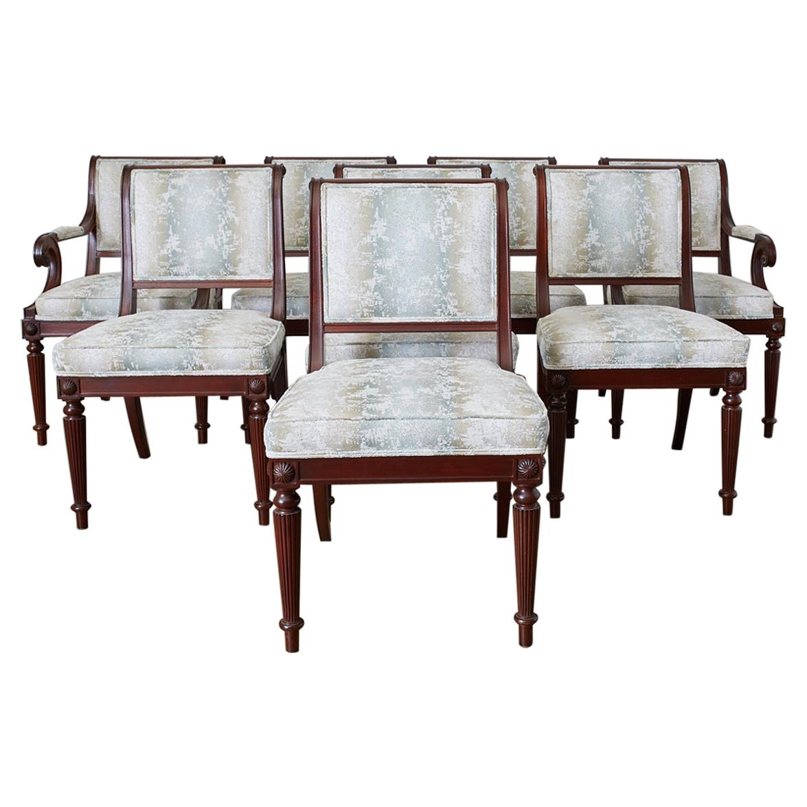 Set of Eight English Regency Style Mahogany Dining Chairs