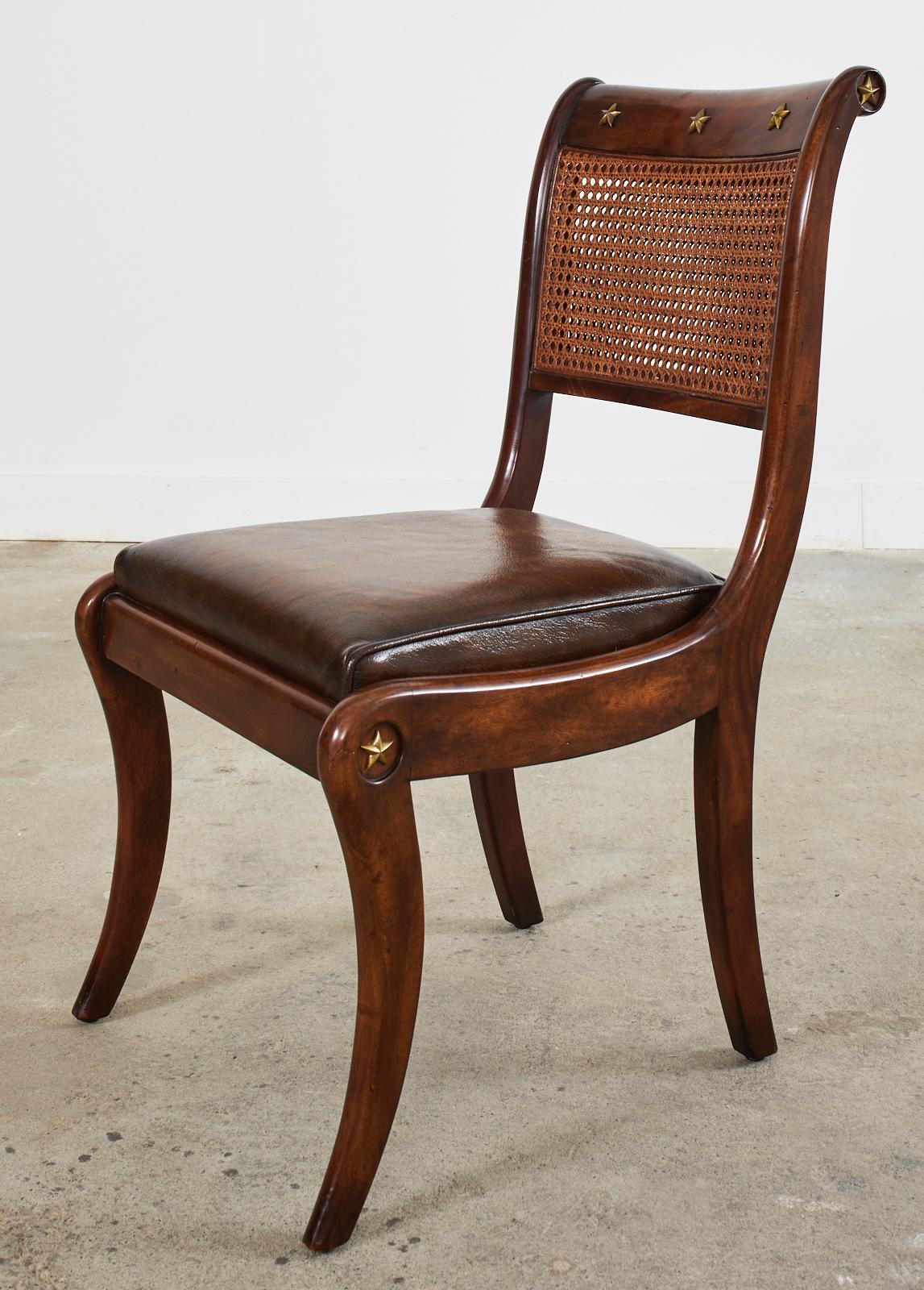 Set of Eight English Regency Walnut Caned Dining Chairs 7