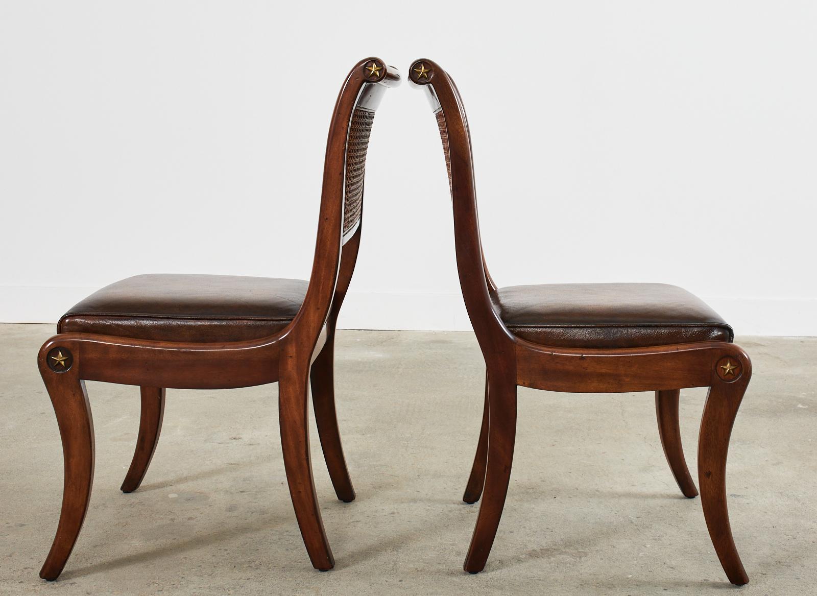 Set of Eight English Regency Walnut Caned Dining Chairs 12