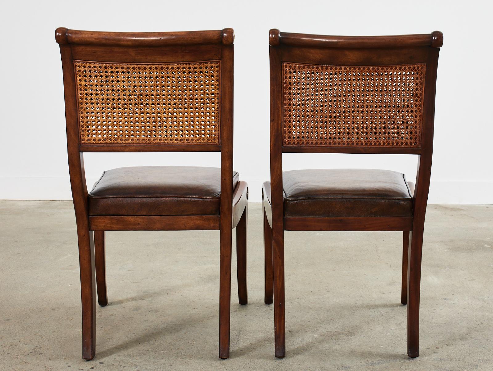 Set of Eight English Regency Walnut Caned Dining Chairs 14