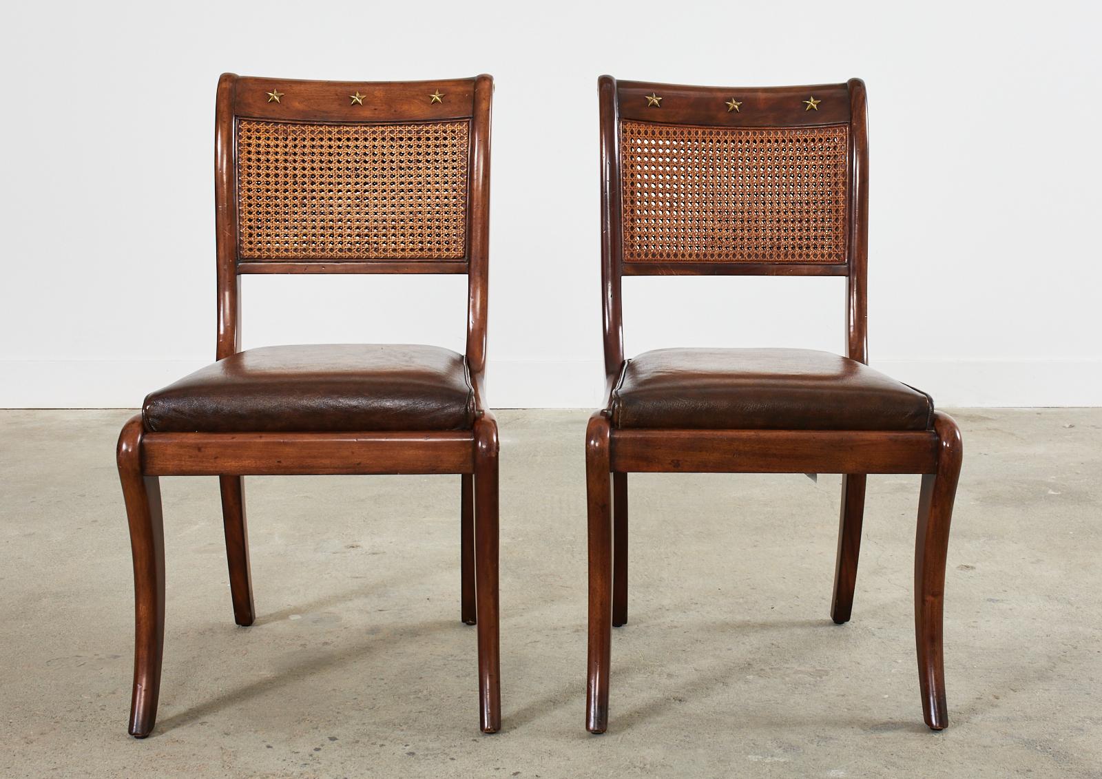 Set of Eight English Regency Walnut Caned Dining Chairs 1