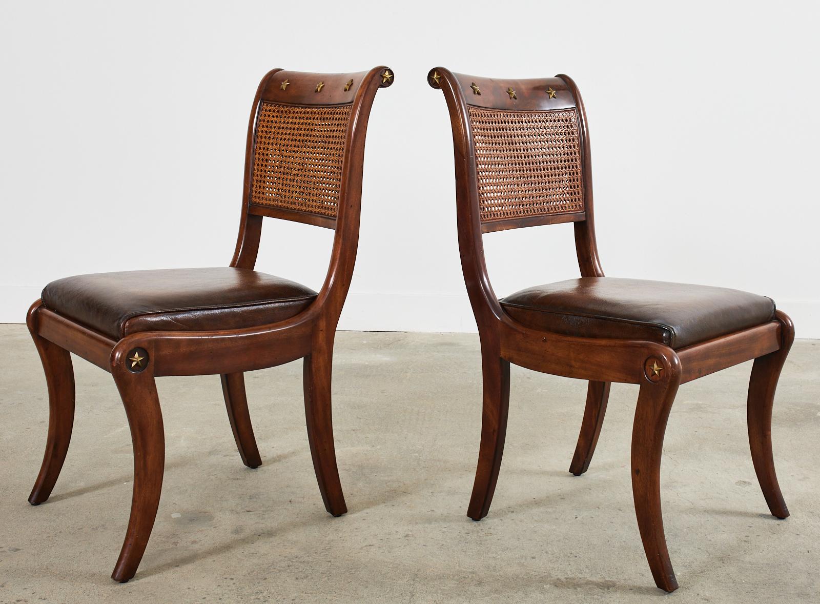 Set of Eight English Regency Walnut Caned Dining Chairs 1