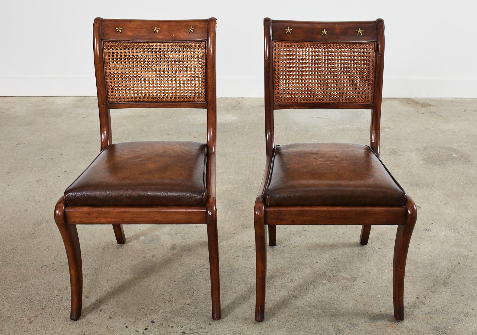 Set of Eight English Regency Walnut Caned Dining Chairs 3