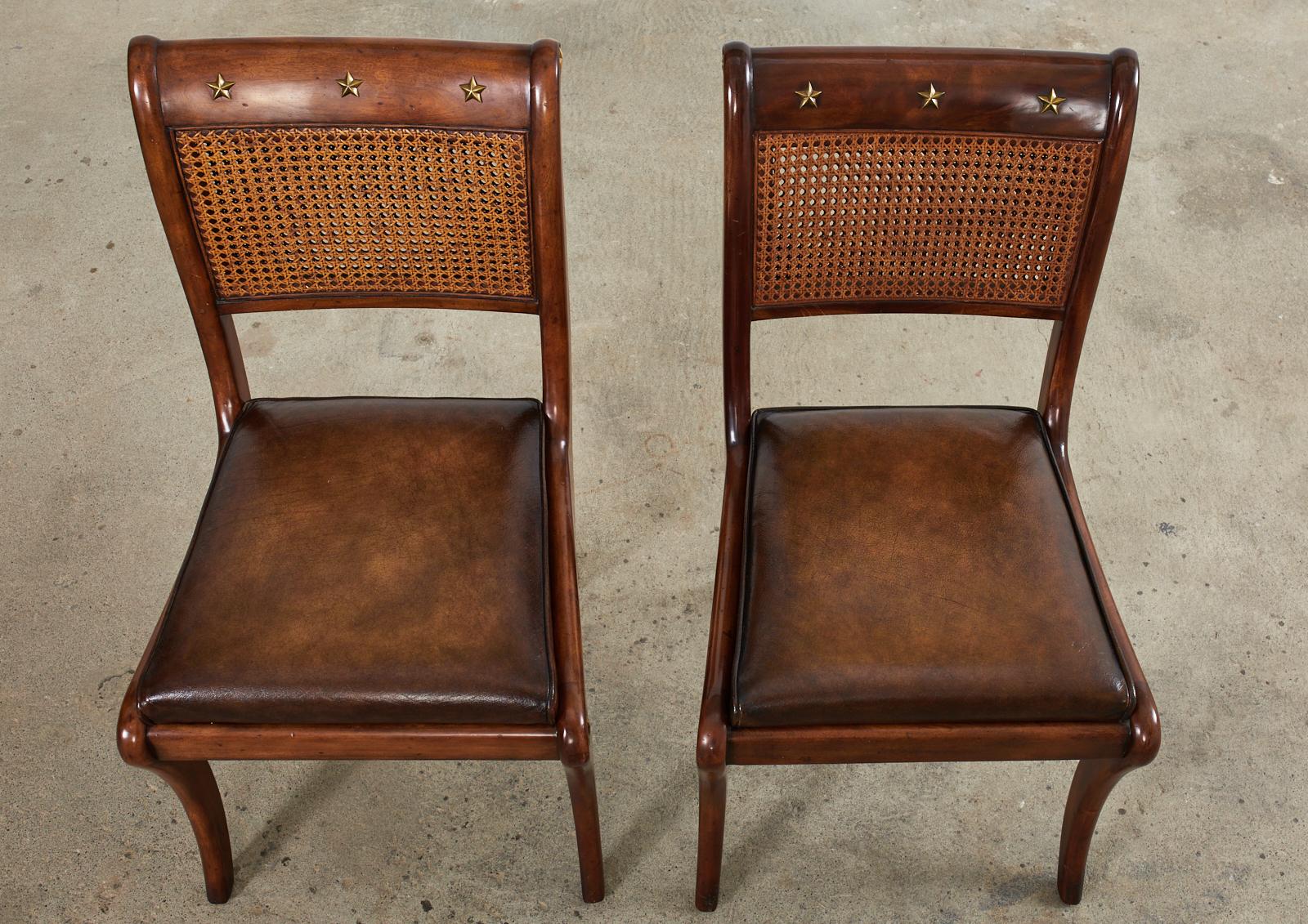 Set of Eight English Regency Walnut Caned Dining Chairs 4