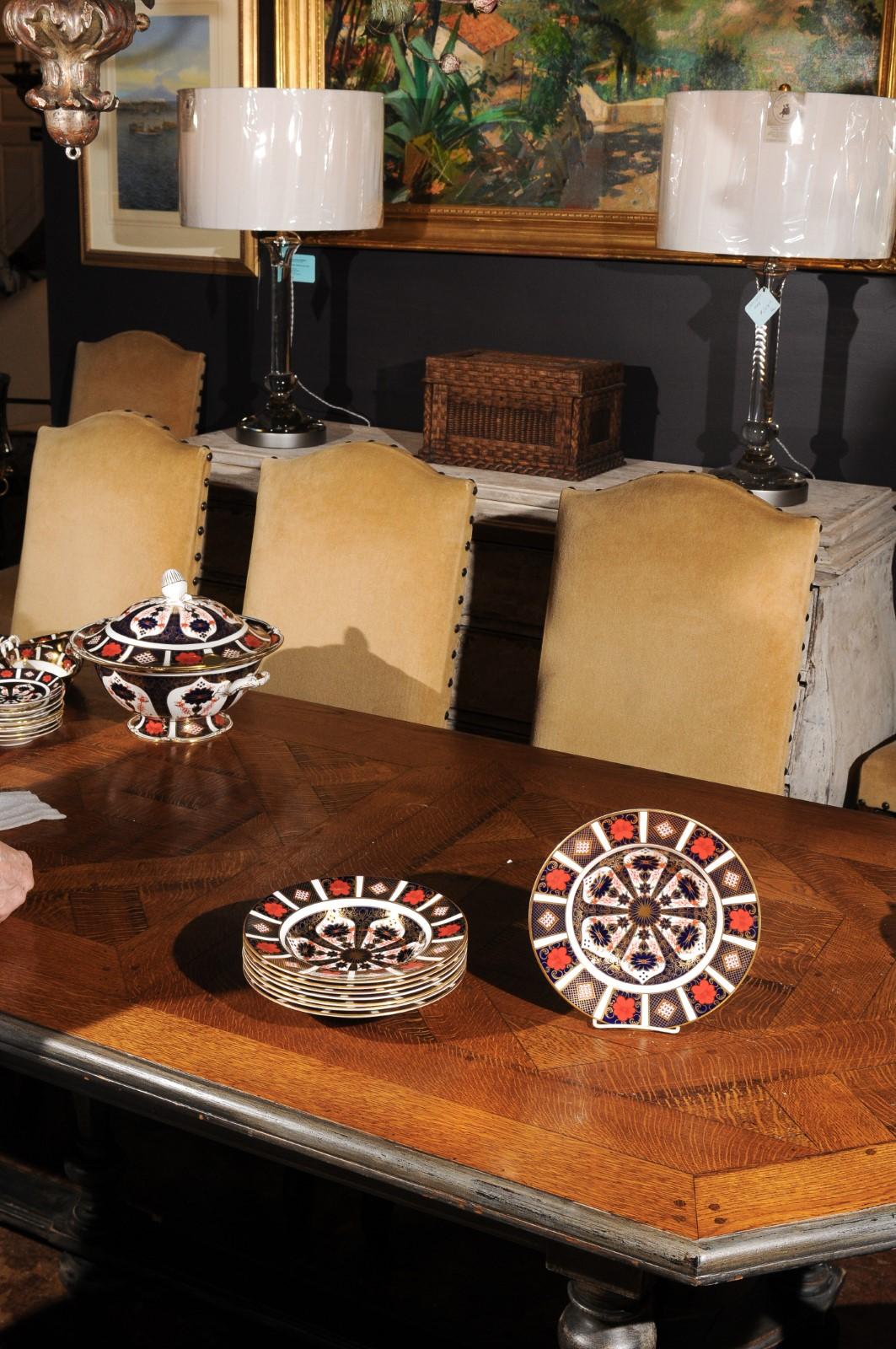 Set of Eight English Royal Crown Derby Porcelain Bowls with Old Imari Patterns 5